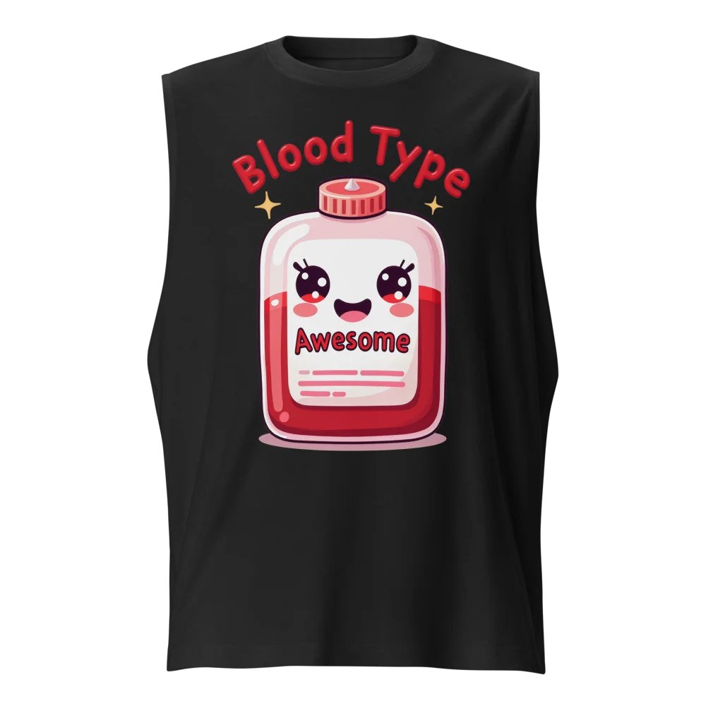 Awesome Blood Type Smiling Cartoon Blood Bag Muscle Tank product image (1)