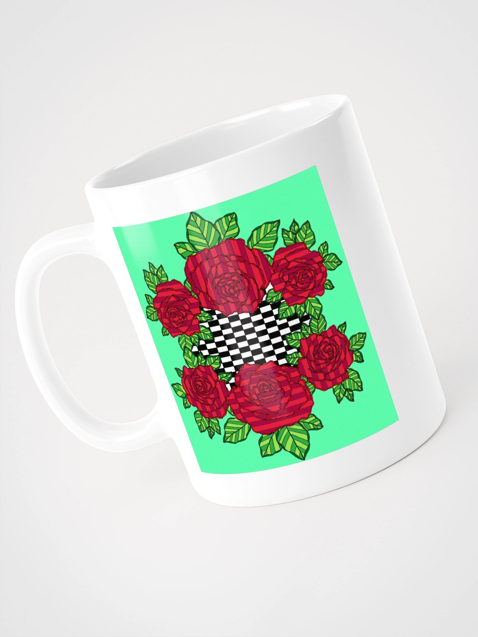 White Glossy Mug (Rose-Green) product image (5)