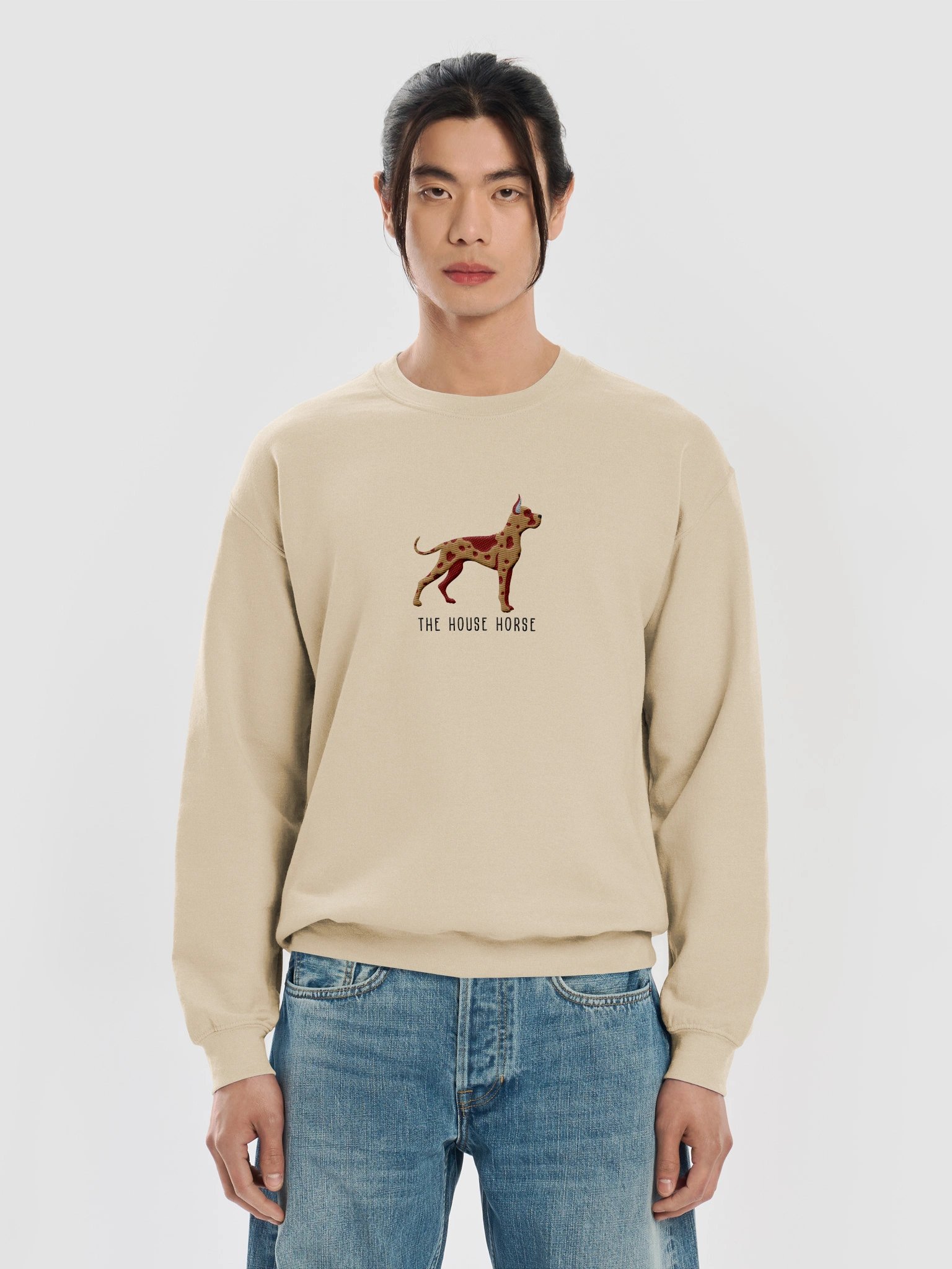 The House Horse Sweatshirt (Embroidered) of a Great Dane(Chocolate Merle, Cropped Ears) product image (45)