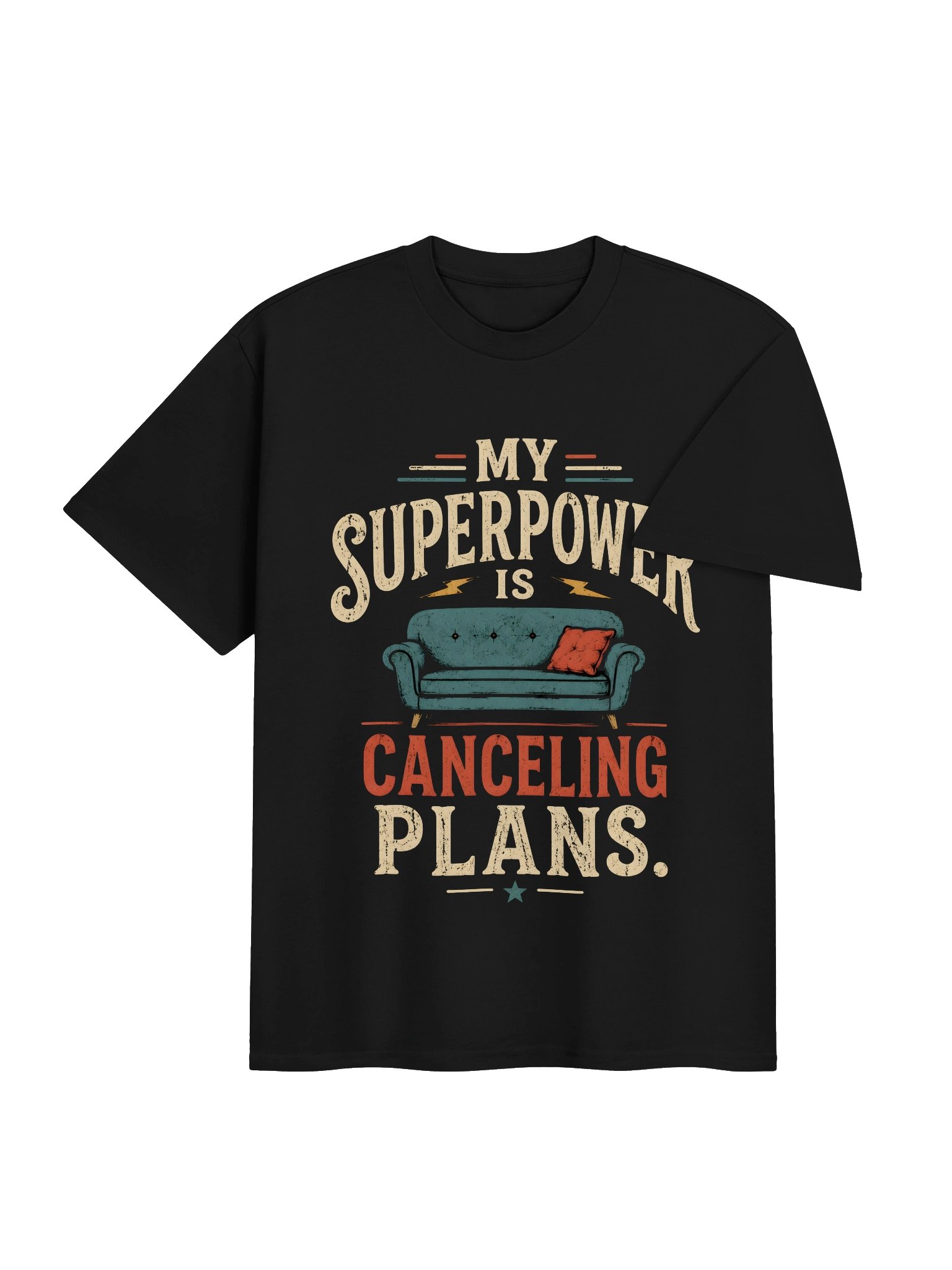 My Superpower Is Canceling Plans T-Shirt | Funny Introvert Tee | Vintage Retro Graphic Shirt | Sarcastic Humor Gift for Homebody product image (3)