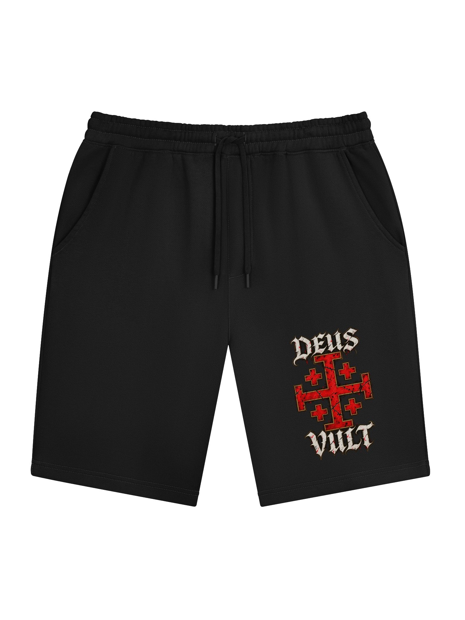 Deus Vult Gothic Cross Fleece Shorts product image (1)