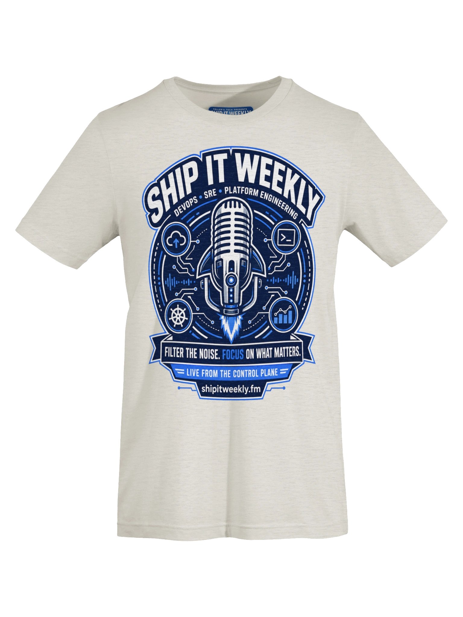 Rocket Mic Control Plane | Ship It Weekly DevOps Tee product image (5)