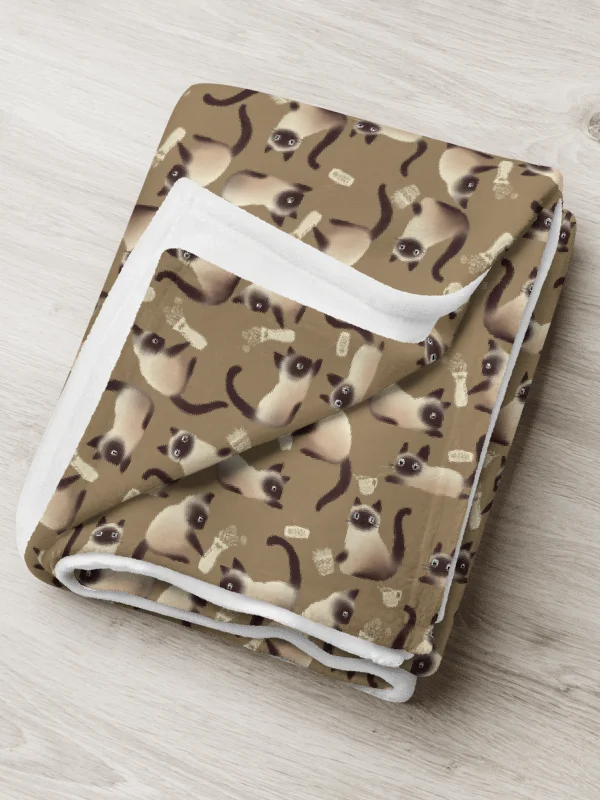 Bad Siamese Cats Knocking Stuff Over Throw Blanket, Brown product image (3)
