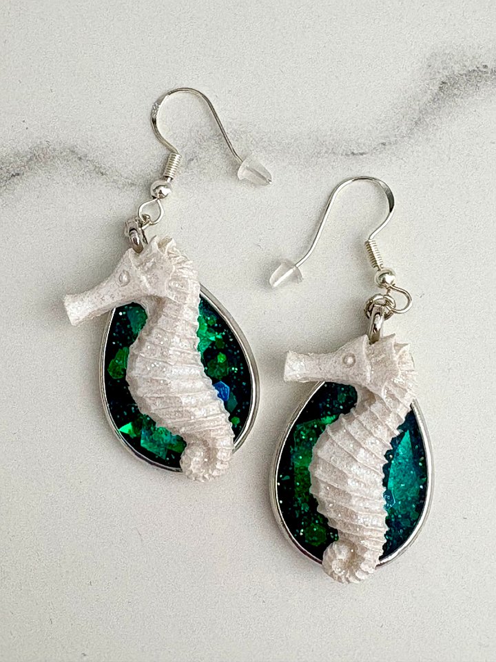 MFD-00287 | Sparkle Seahorse Earrings | Handmade Coastal Charm Jewelry by Monique Faella Designs™ product image (1)
