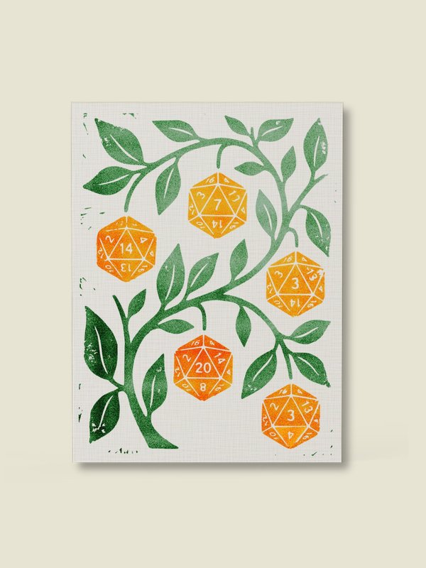 Oranges D20 Botanical Board Game Room Poster - UNFRAMED product image (1)