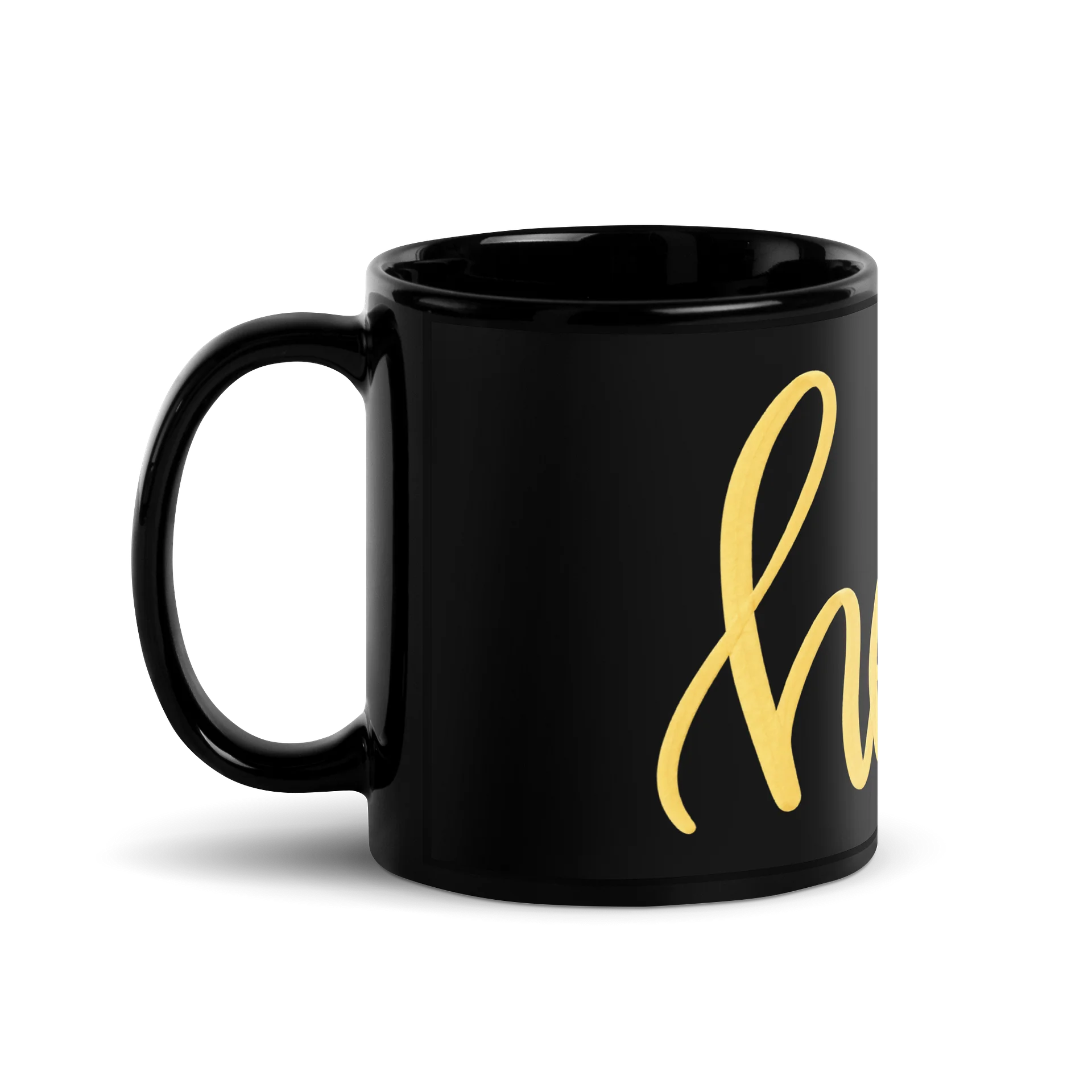 AK’s Hello! — Soft Golden Yellow on Black - Mug product image (1)