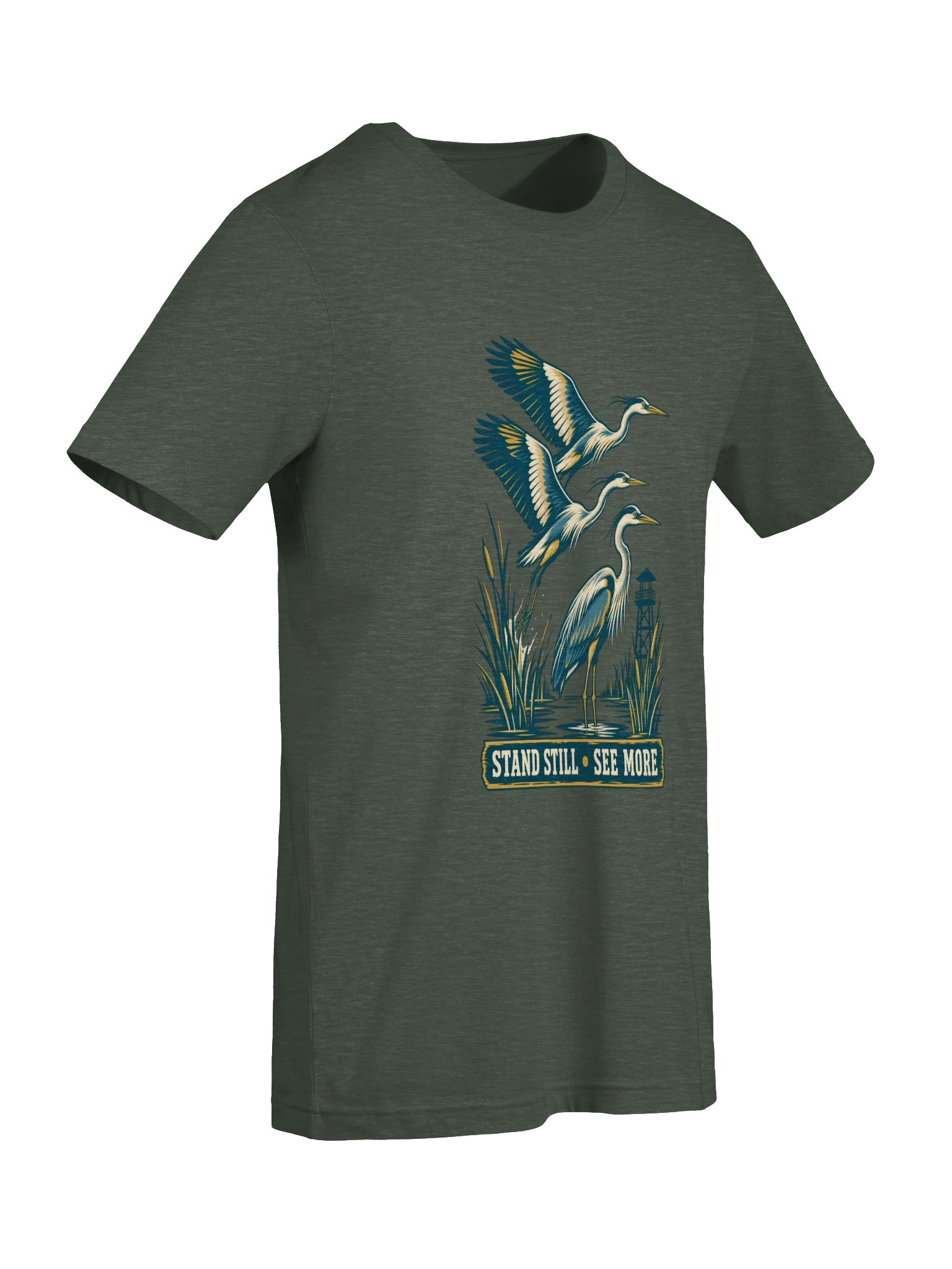 Wetland Lookout Heron Birding T-Shirt product image (21)