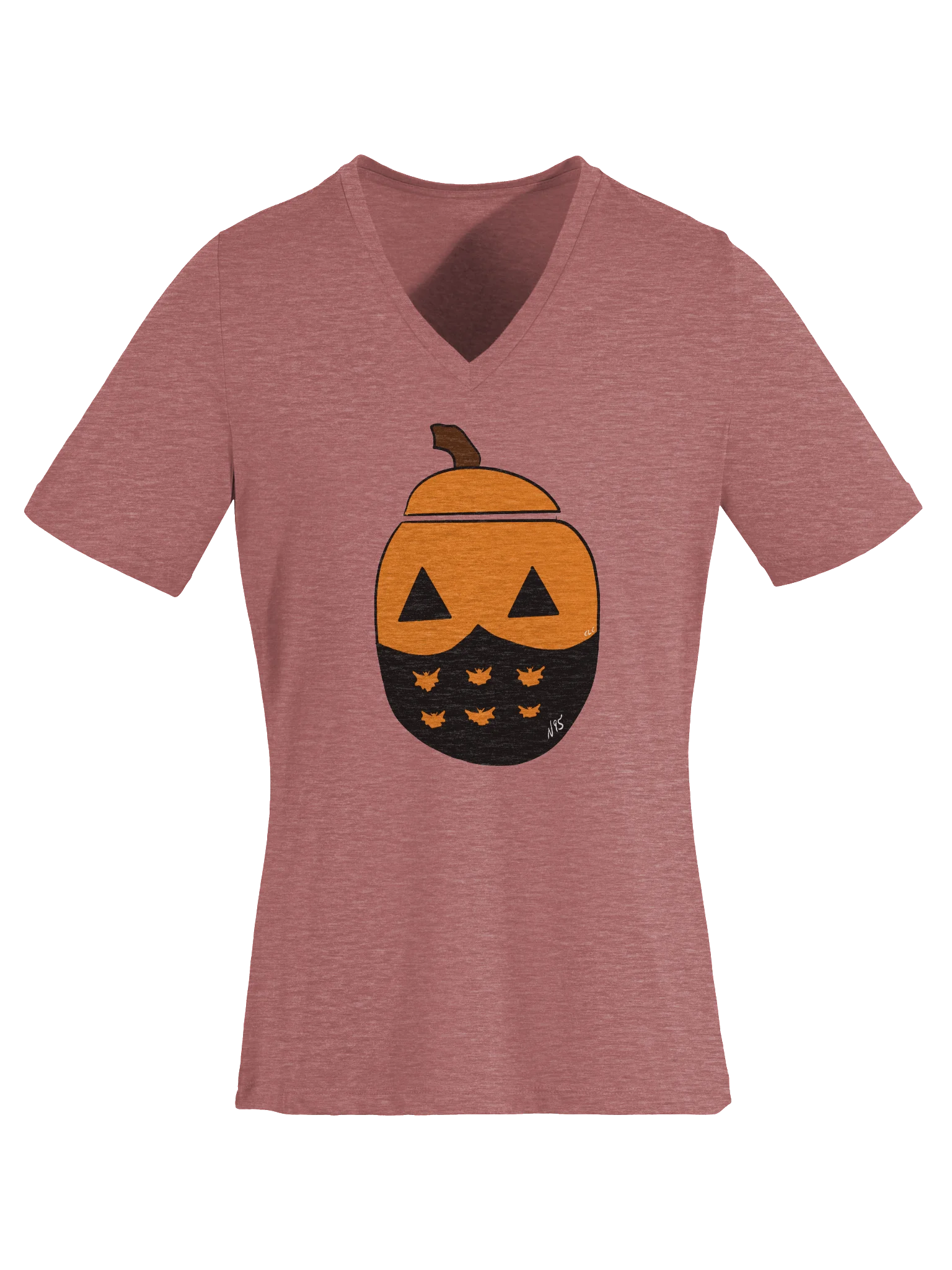 Mask-O-Lantern v-neck tee (black mask) product image (6)