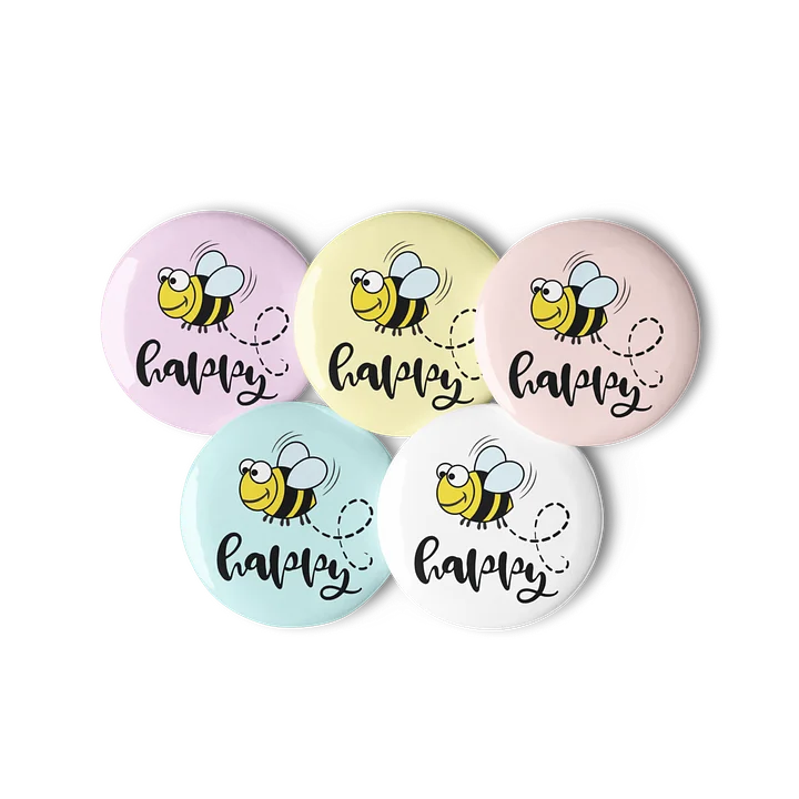 Happy Bee Pins – Cute Pastel Button Pins product image (1)