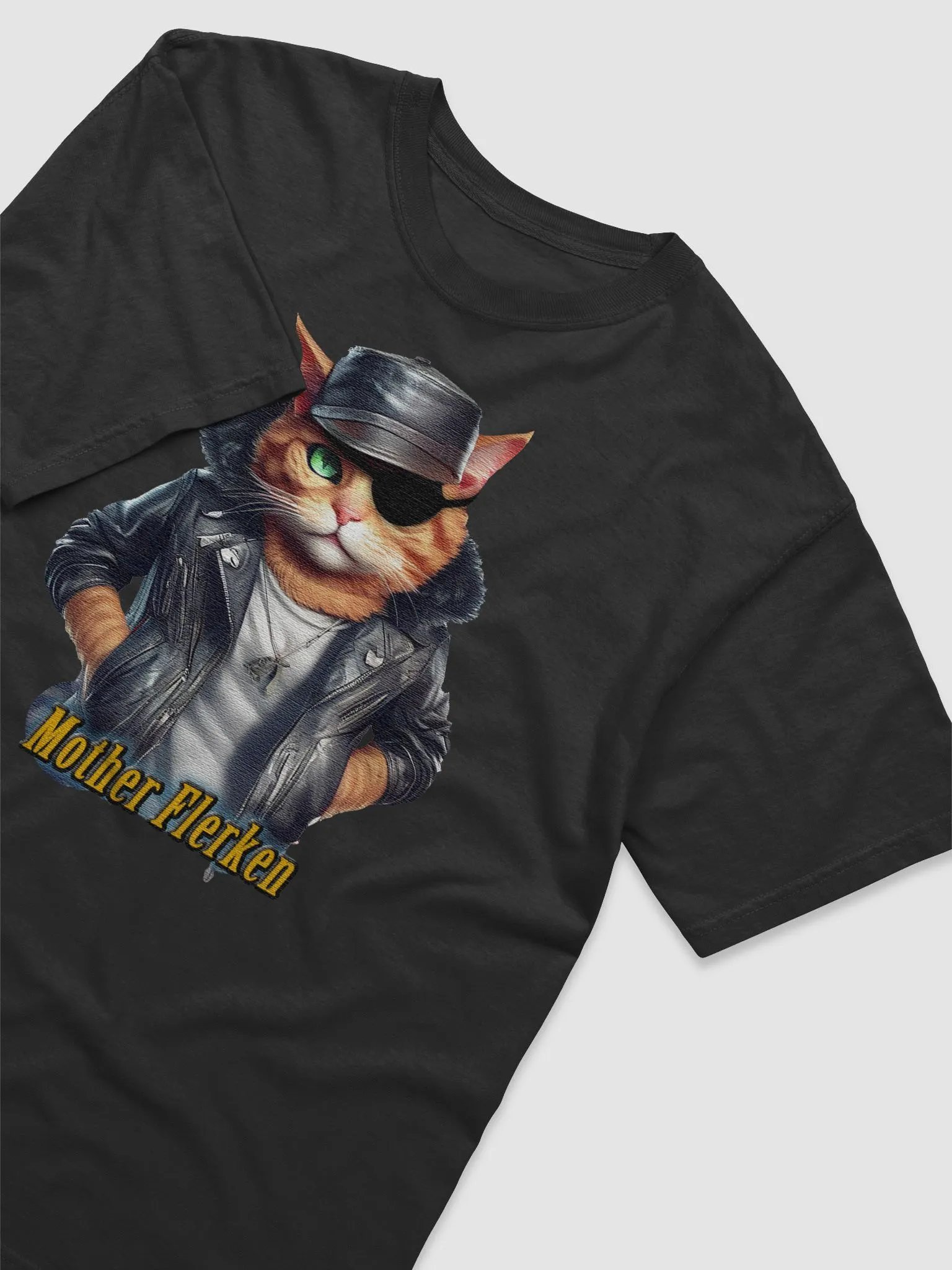 Mother Flerken cat wearing a black leather jacket with a cap product image (3)
