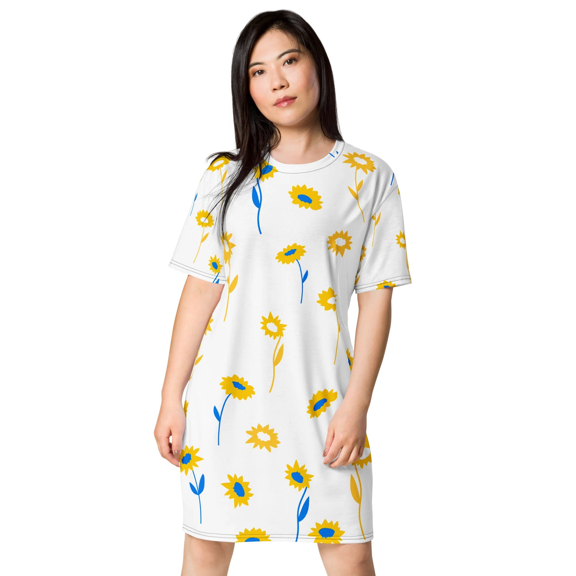TDS Women's Oversized Sunflower Print T-Shirt Dress product image (1)