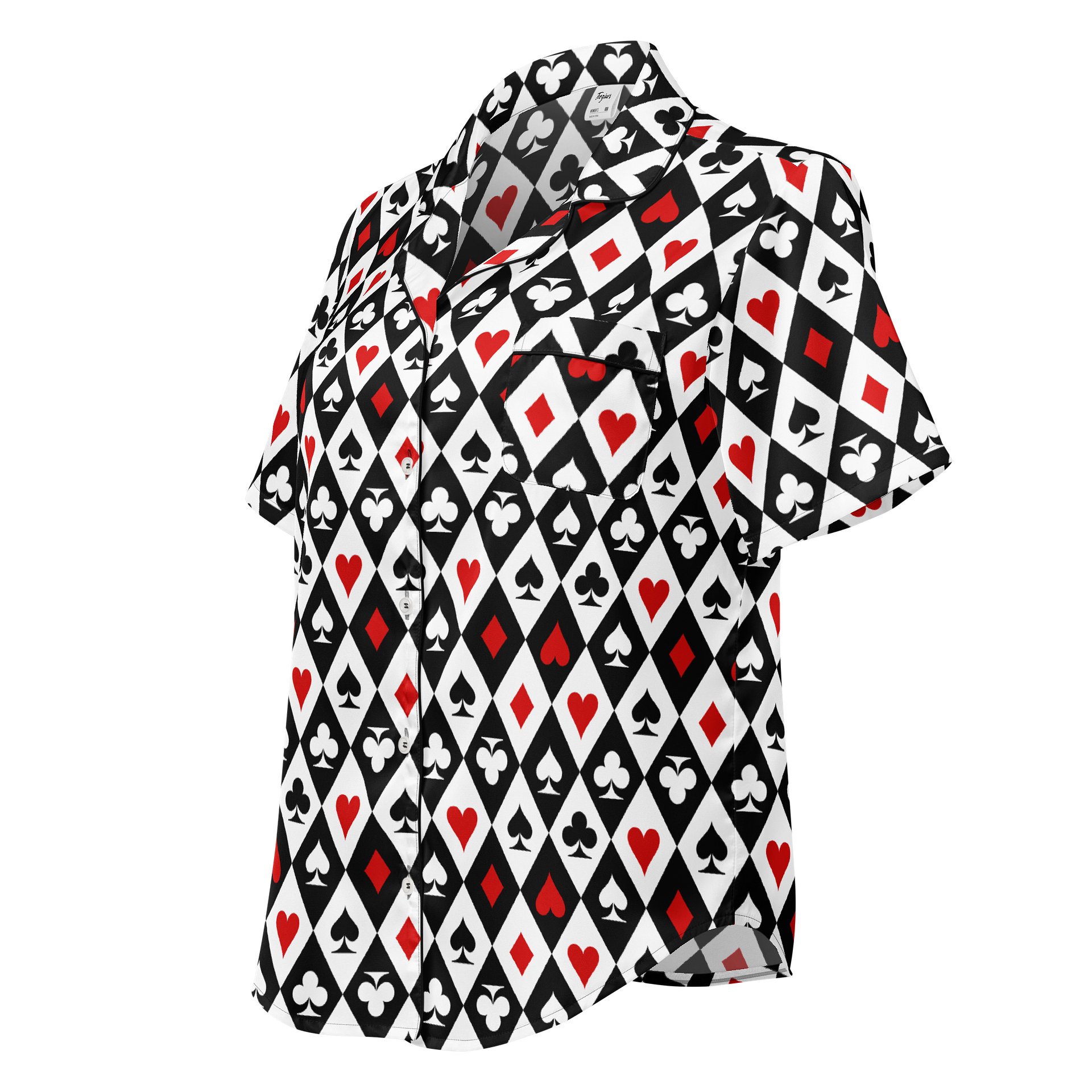 Retro Playing Card Suits Argyle All-Over Print Pajama Shirt product image (1)