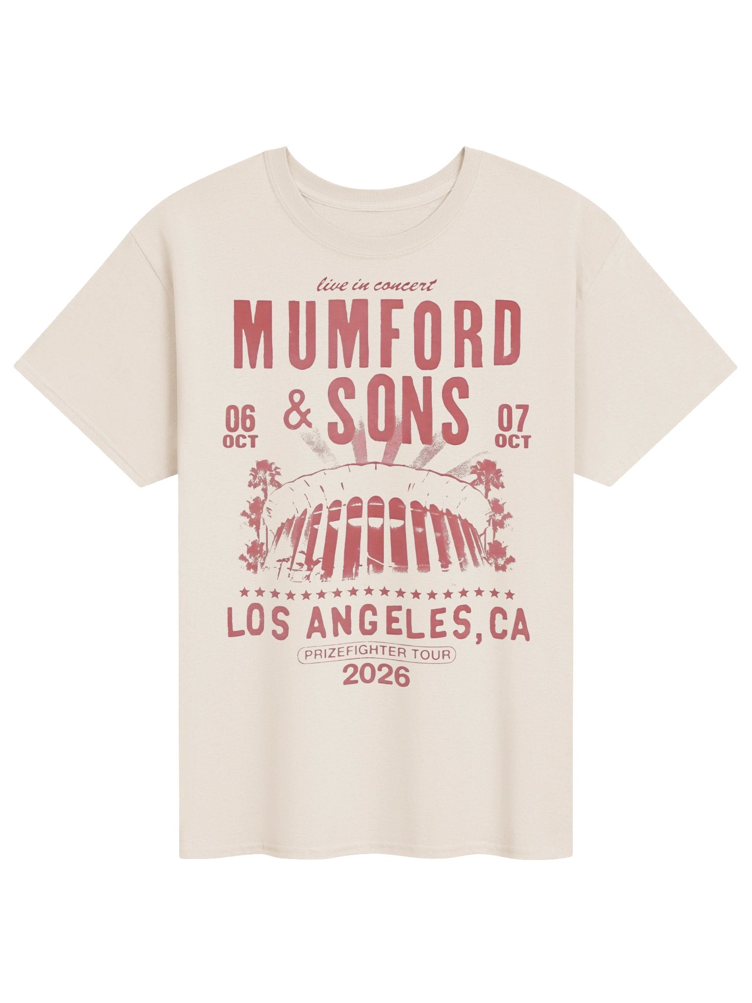 Mumford And Sons Los Angeles CA Event T-Shirt Prizefighter Tour product image (1)
