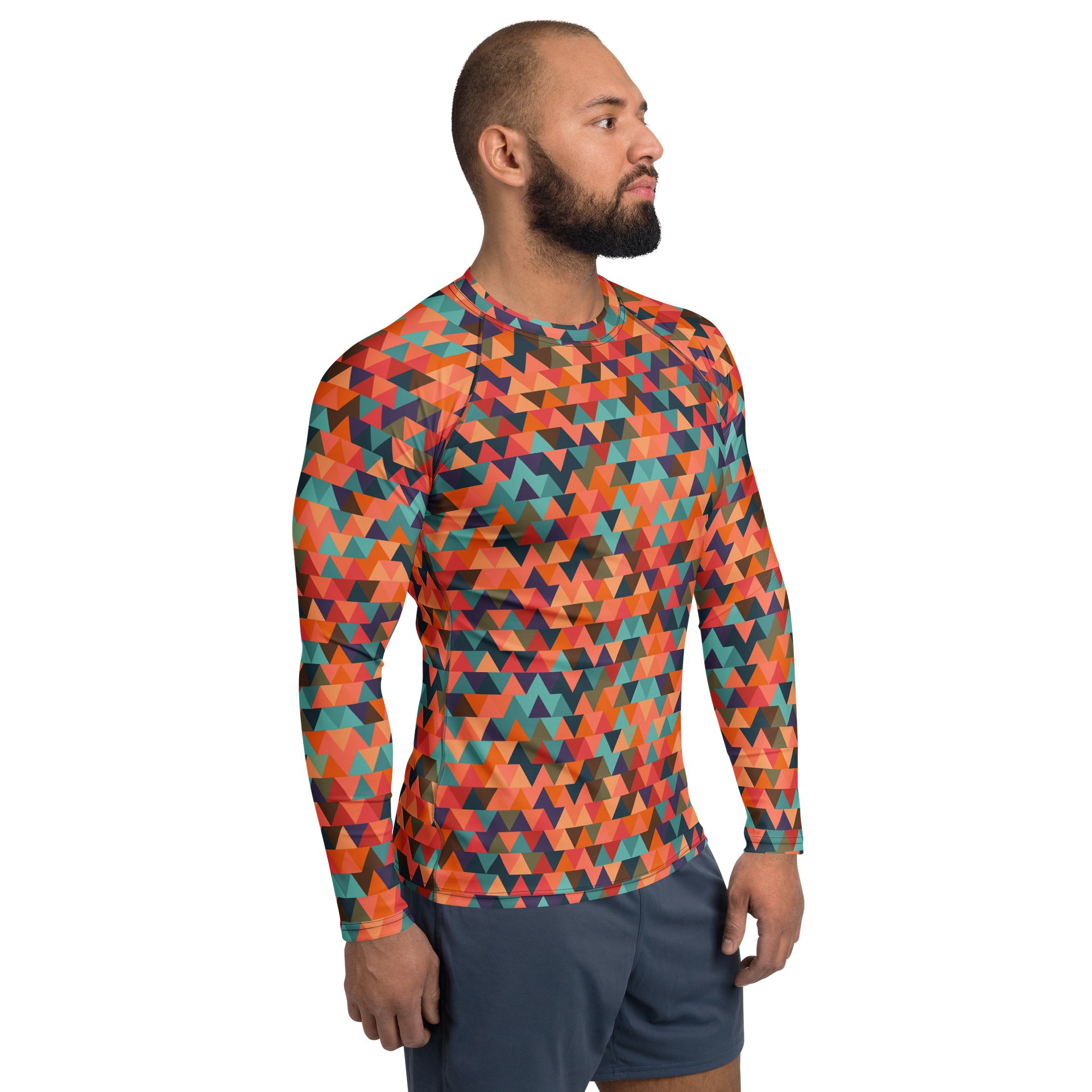 Colorful Geometric Triangles Men's Rash Guard product image (4)