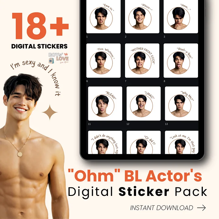 BL Actor Digital Sticker Pack | Funny Boys Love PNG Stickers | GoodNotes iPad Stickers | Thai BL Fan Gift | Instant Download product image (1)