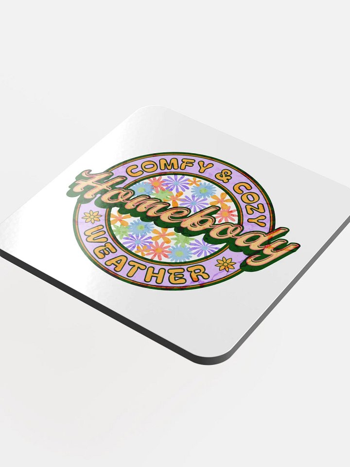 Homebody Comfy And Cozy Weather Floral Glossed Cork Coaster product image (1)
