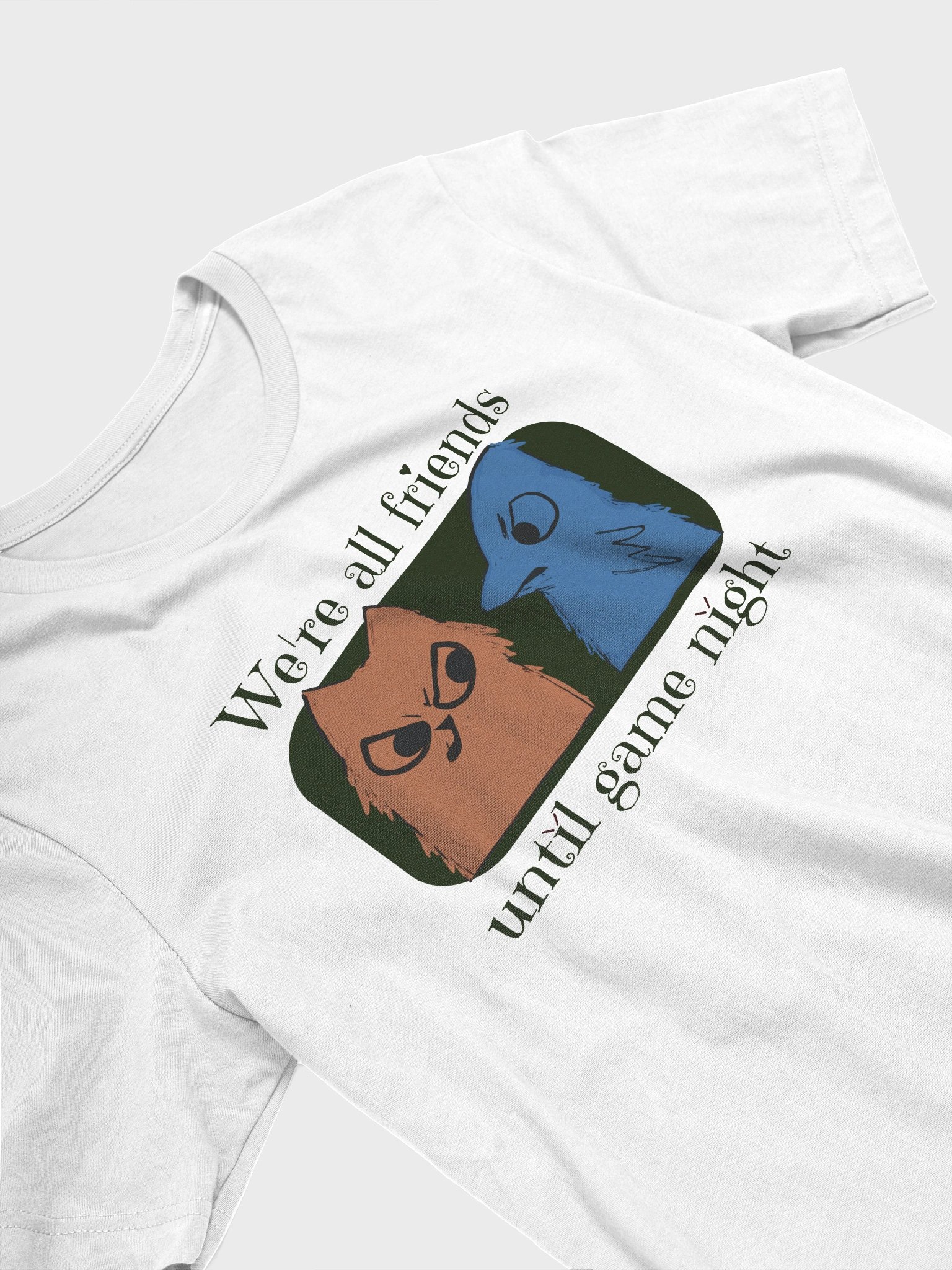 Root Game Night Shirt for Board Gamers, We're All Friends Until Game Night, Eyrie Dynasty & Marquis de Cat in White *unofficial product image (4)