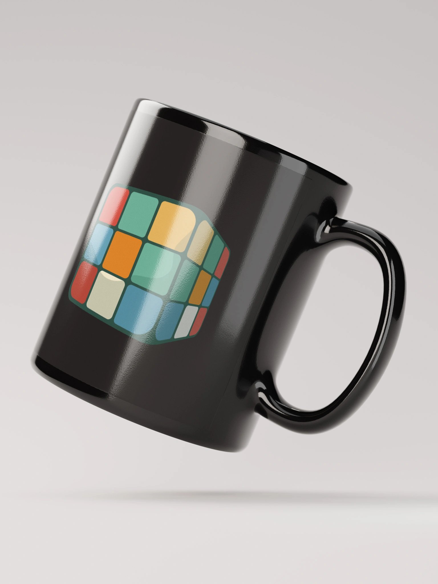 70s Rubiks Cube Black Coffee Mug - Double Sided Print product image (8)