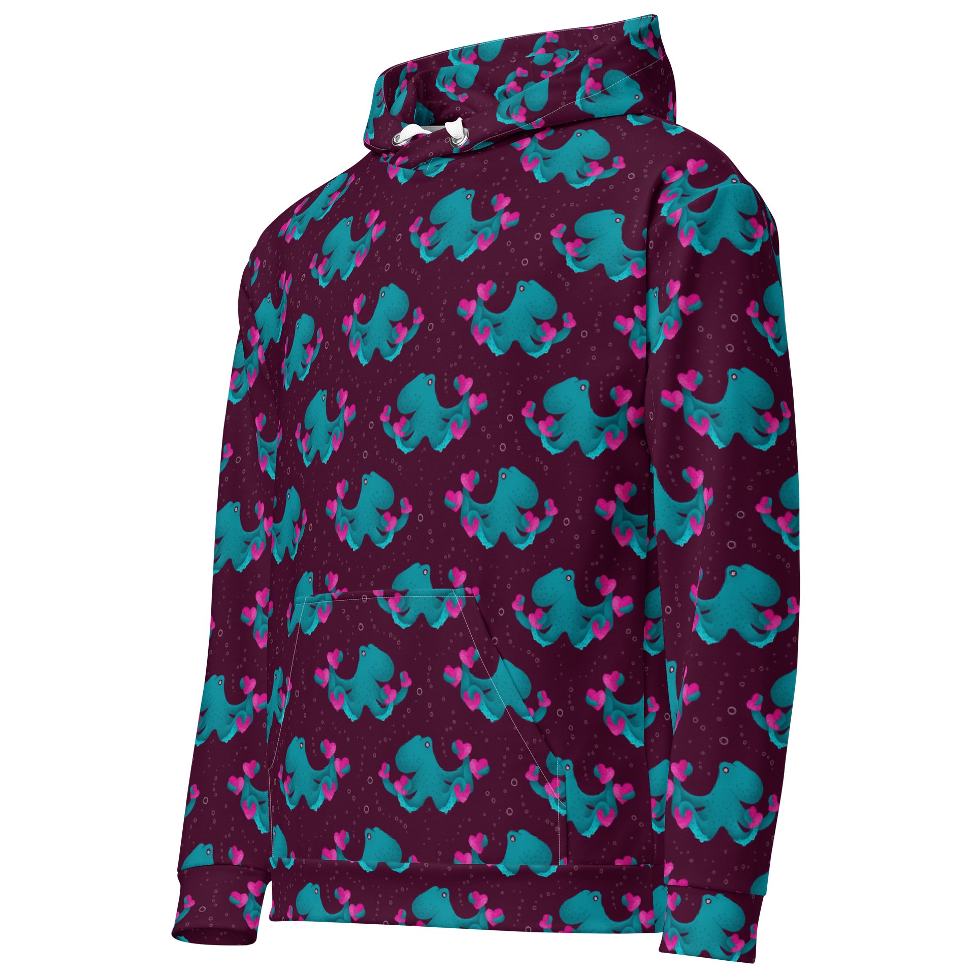 Octopus and Hearts Unisex Cotton Hoodie product image (3)