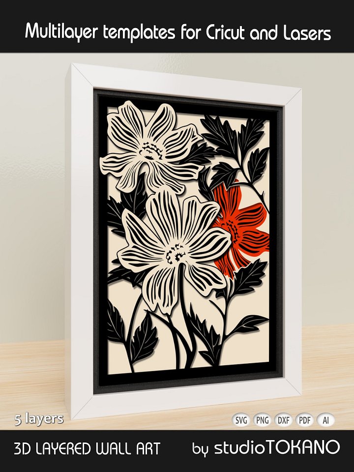 Katagami Flower Shadow box SVG product image (1)