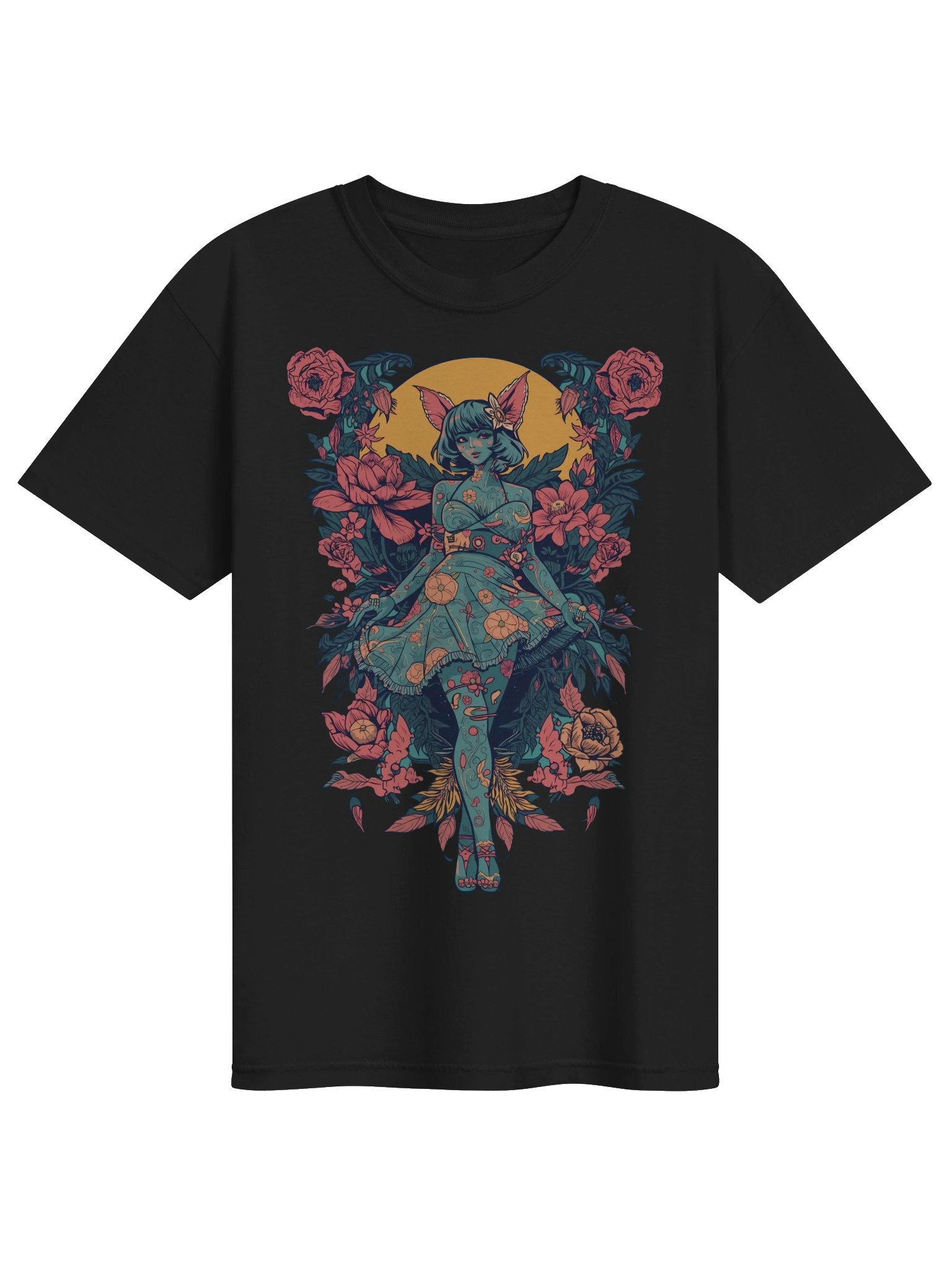 Floral Halo Cat‑Girl Heavyweight Tee product image (1)