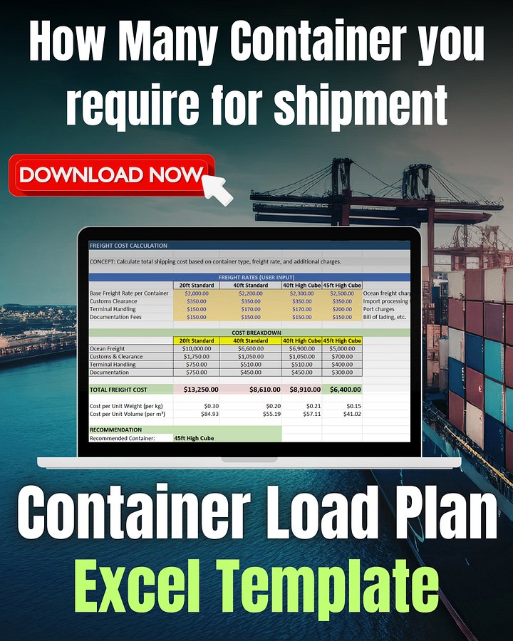 Container Load Planning Excel Template | Optimize 20ft & 40ft Shipping Container Space | CBM & Weight Calculator product image (1)