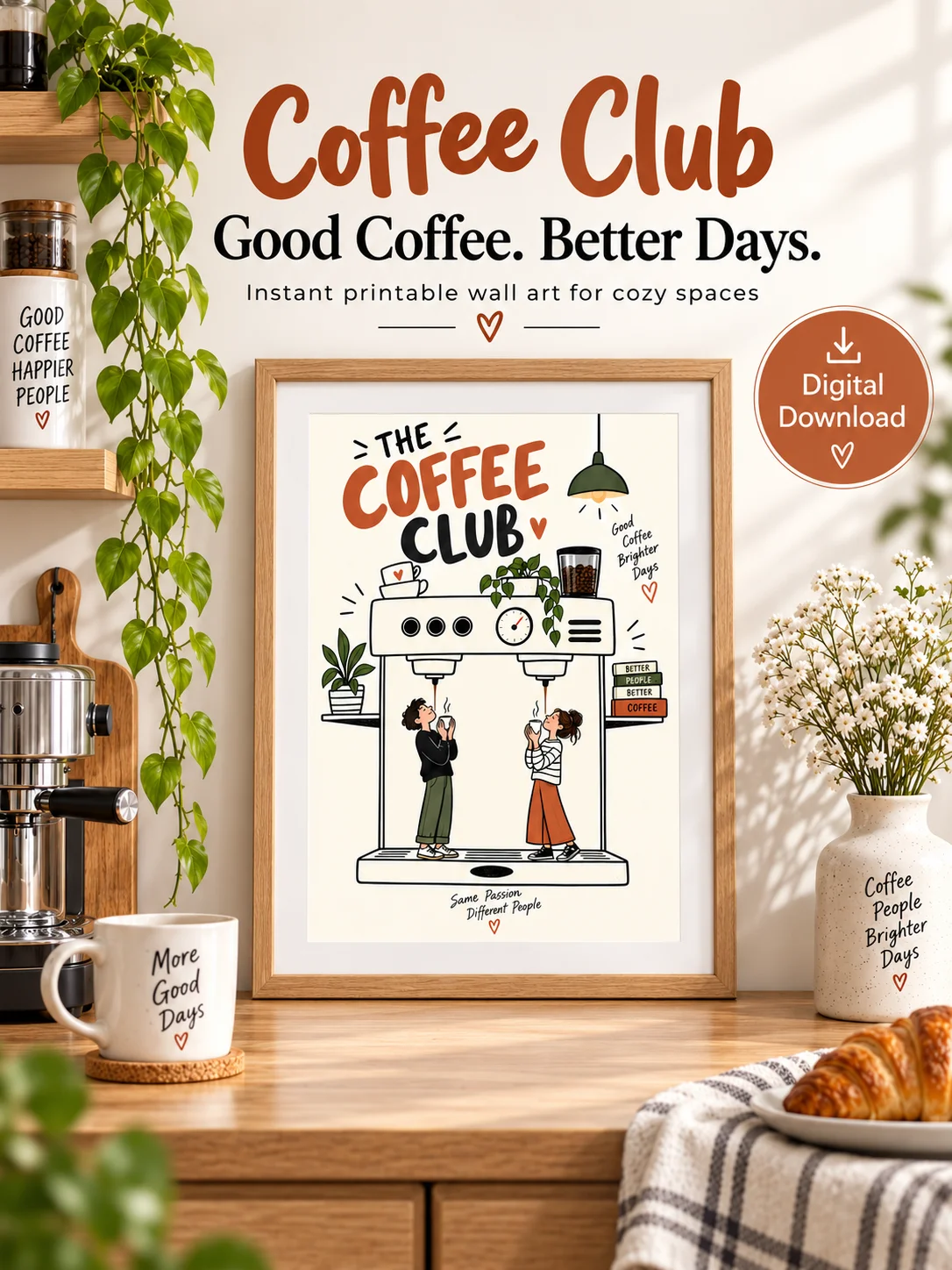 Coffee Club Wall Art, Retro Coffee Poster, Kitchen Coffee Bar Decor product image (10)