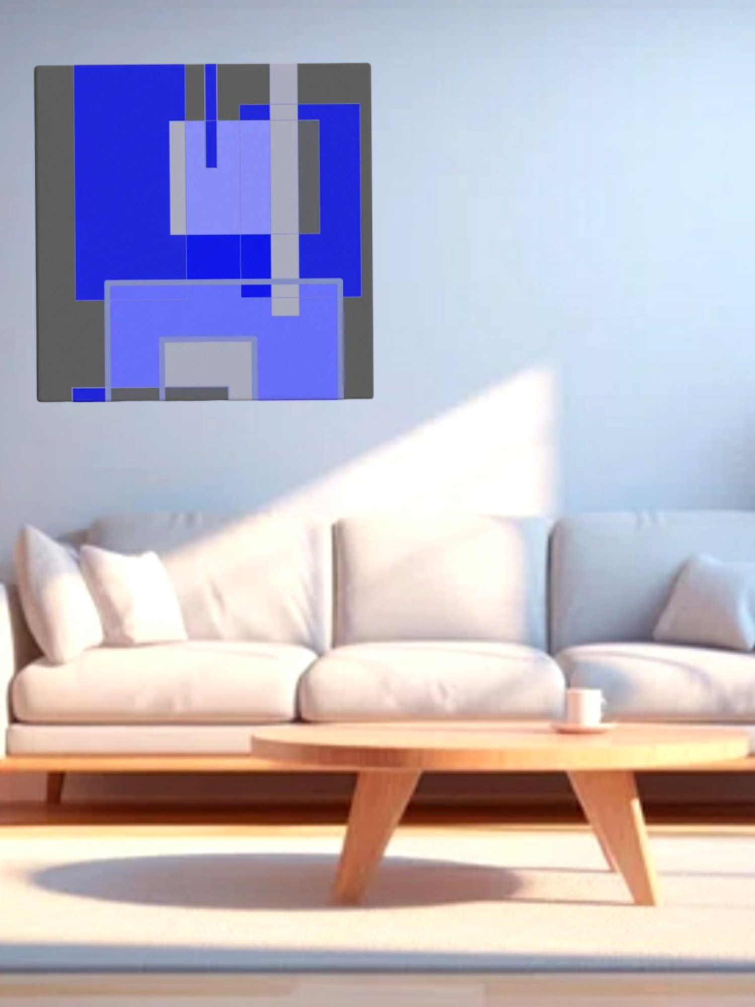 Blue & Gray Rectangle Geometric Abstract Artwork product image (20)
