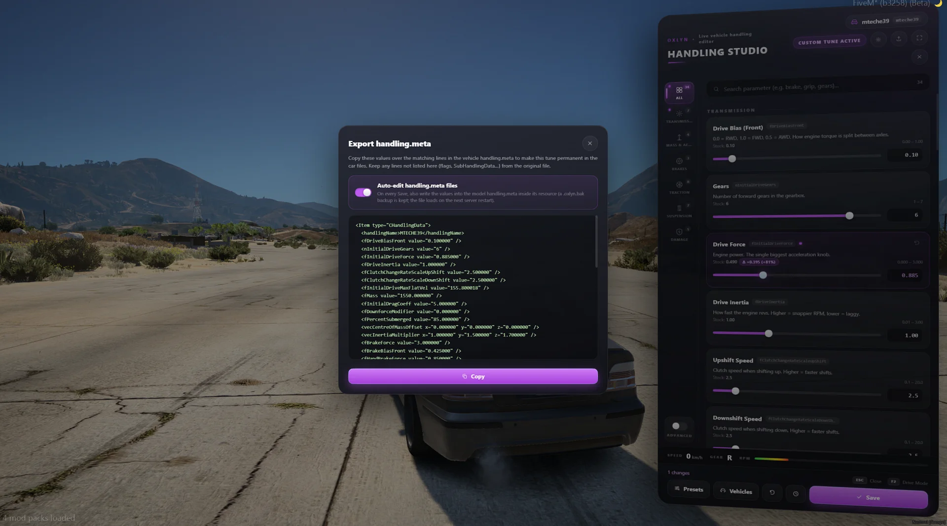 FiveM Handling Editor Script 🏎️ Real-Time Tuning, Vehicle Classes & Auto-Edit (ESX/QB/QBox) product image (4)