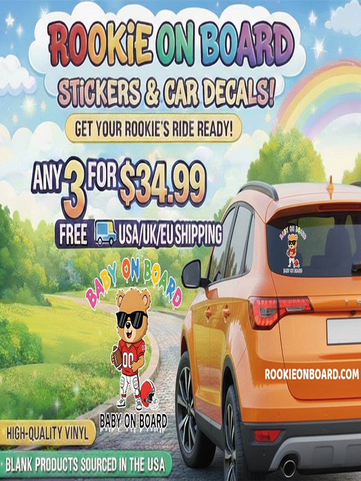 Funny Bear Football Baby on Board Sticker - 5x5 Weatherproof Vinyl Car Decal - Cute Sporty Bear Tailgate Decor - Premium Outdoor Grade Safety Sign for SUVs & Jeeps product image (2)