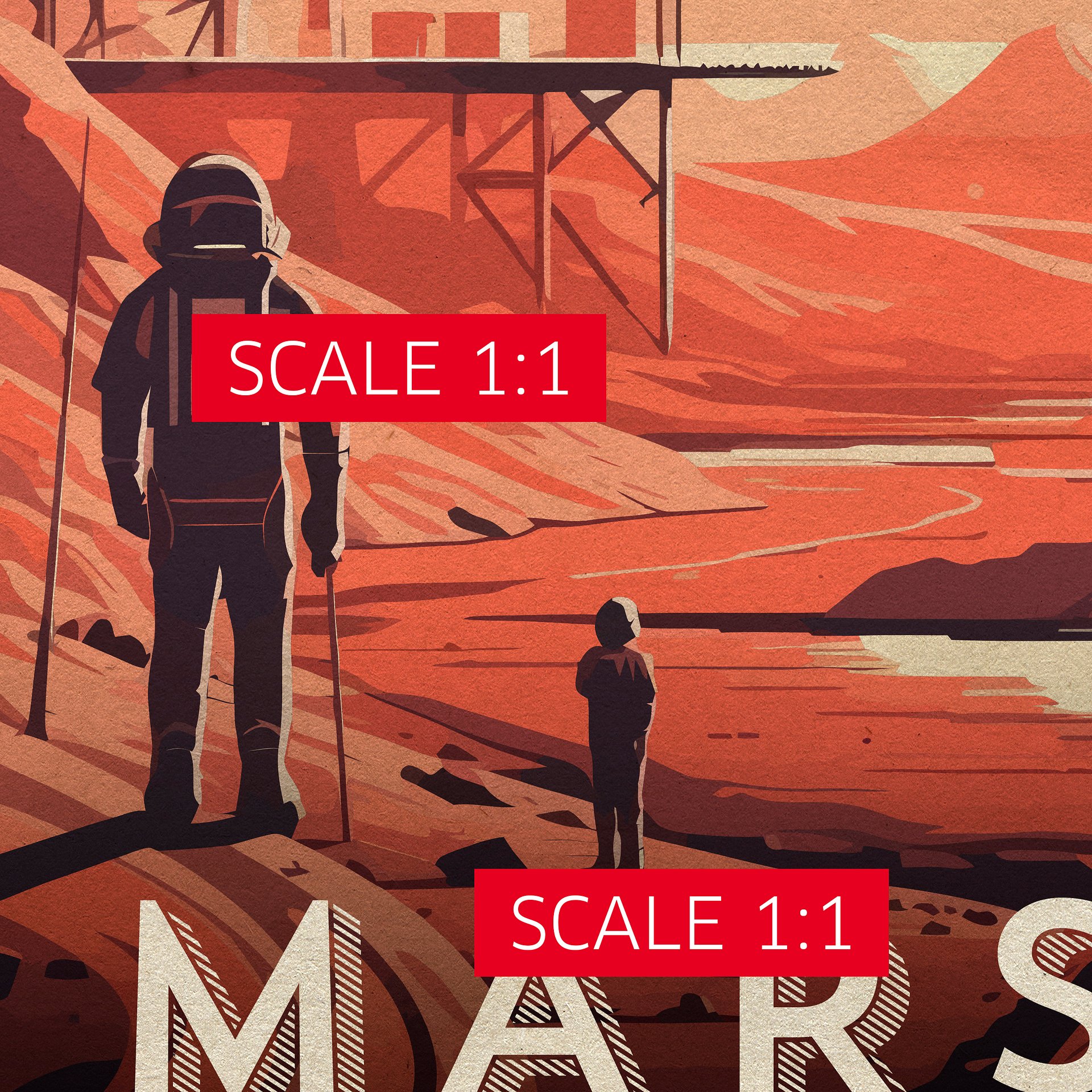Mars, colony, astronaut — Vintage space poster product image (5)