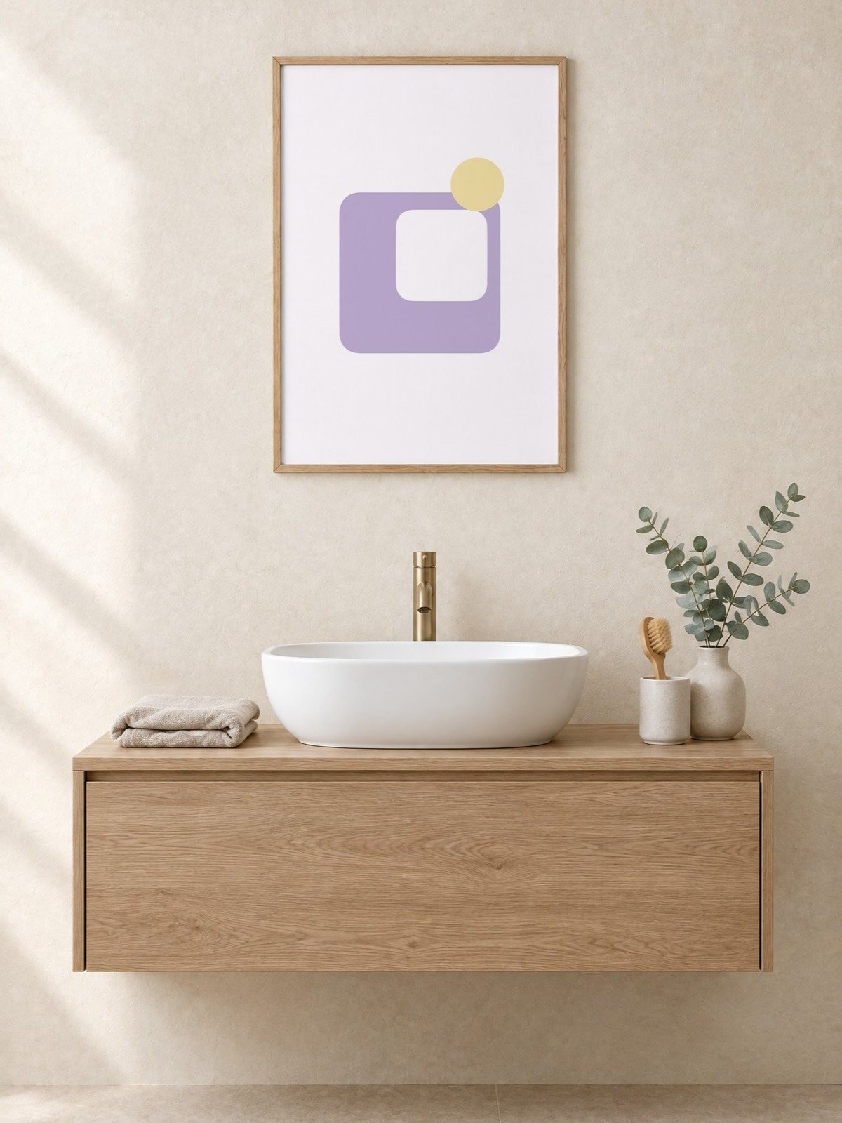Lilac Mid Century Shape Print | Pastel Bathroom Wall Art product image (1)