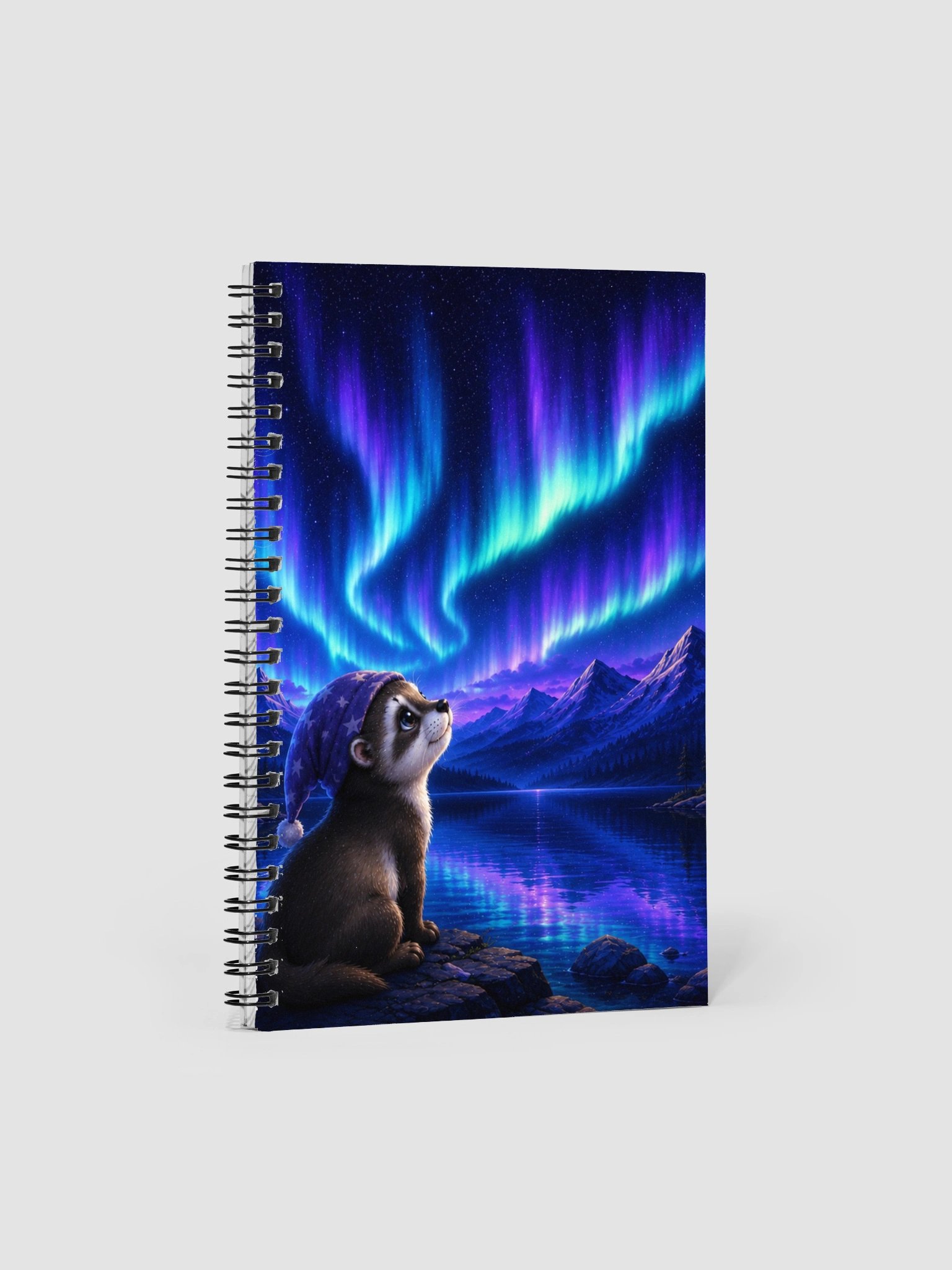 Aurora Dreams Spiral Notebook | Northern Lights Ferret Journal product image (1)
