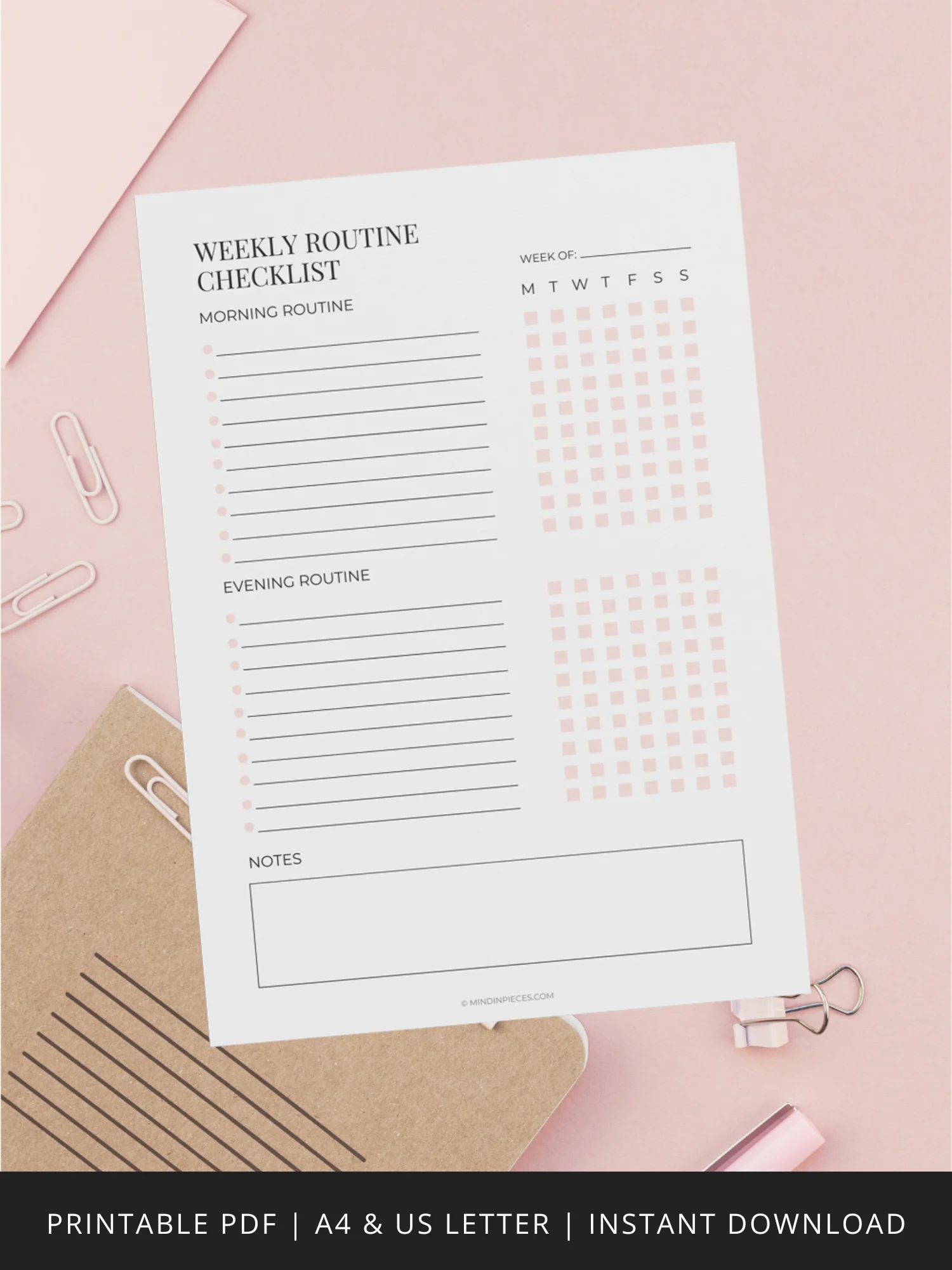 Weekly Routine Checklist Printable Digital Download product image (1)