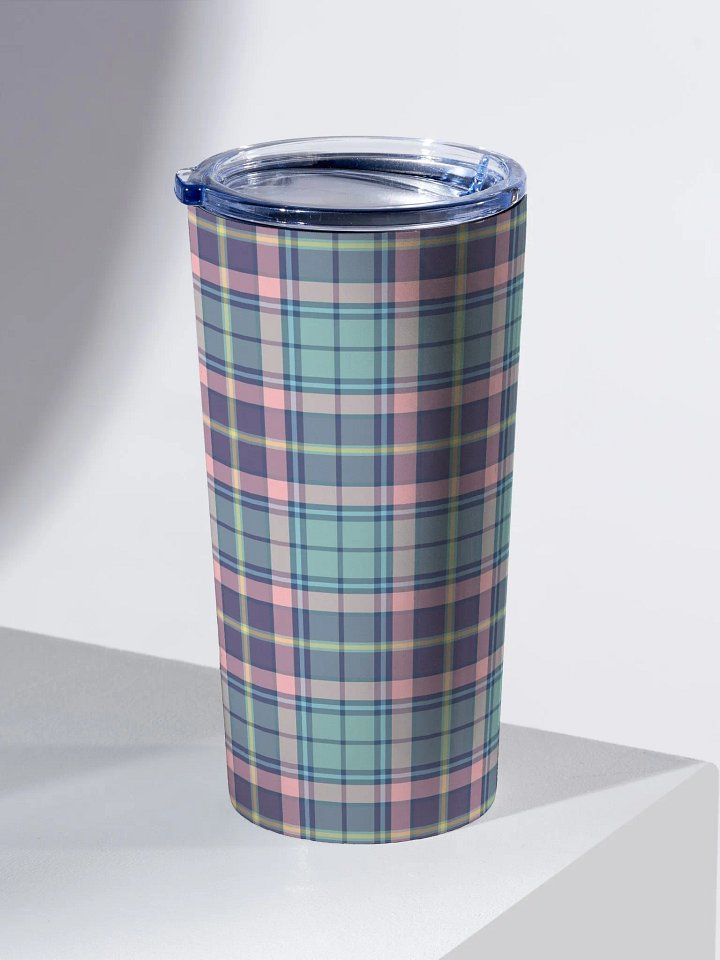 Light Green, Lavender, & Pink Plaid Travel Tumbler product image (1)