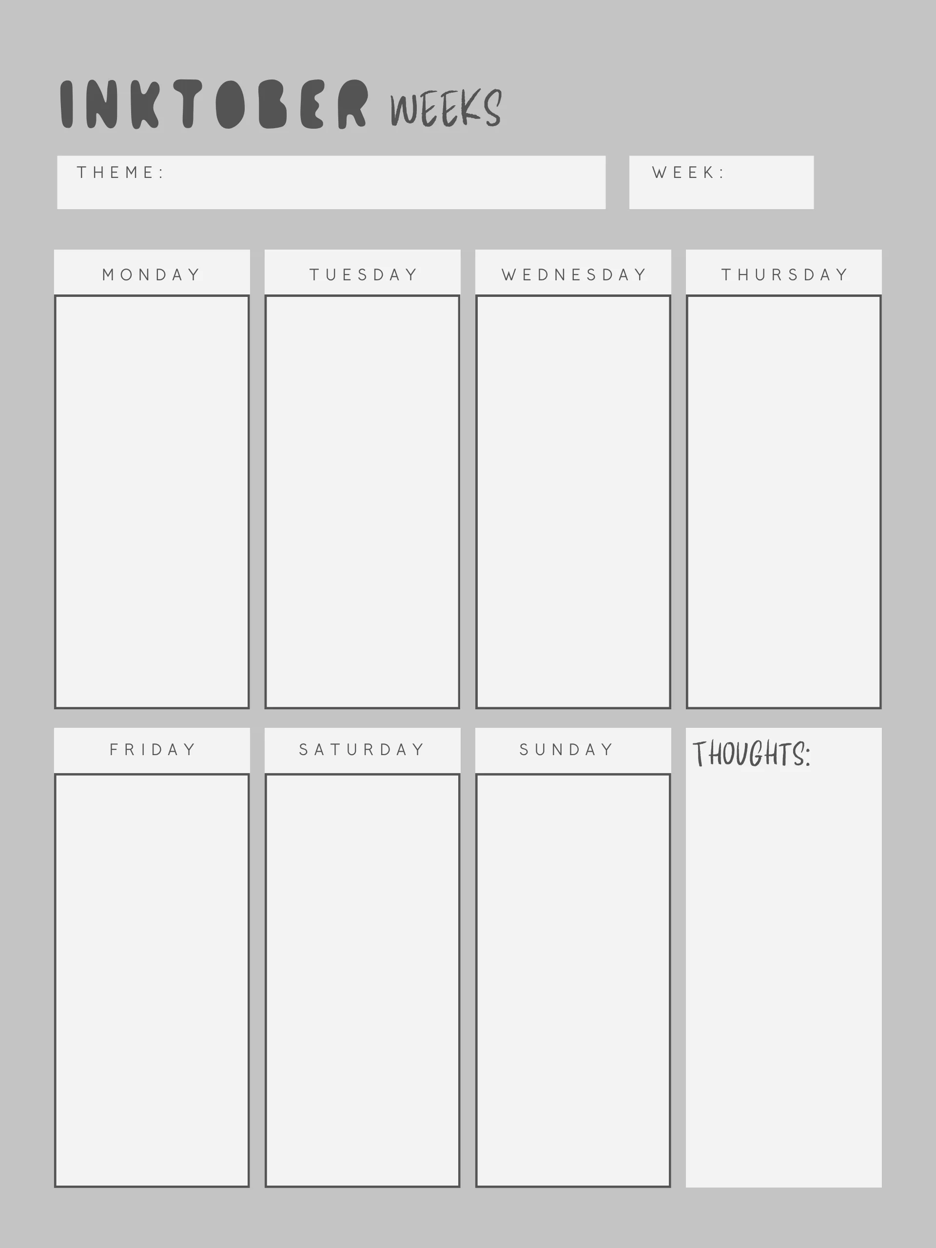 Free Inktober Drawing Templates product image (1)