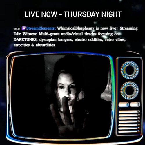Live now for our usual Thursday night tryst. On: twitch.tv/WhimsicalBlasphemy & kick.com/WhimsicalBlasphemy 🖤🎶