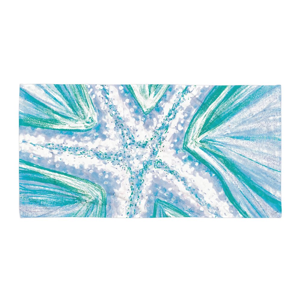 Cyan Starfish Painting | Vibrant Beach Towel product image (1)