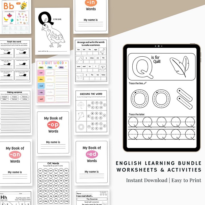 English Learning Bundle – 1000+ Pages of Worksheets & Activities (Suitable for 4-6 Years) product image (1)