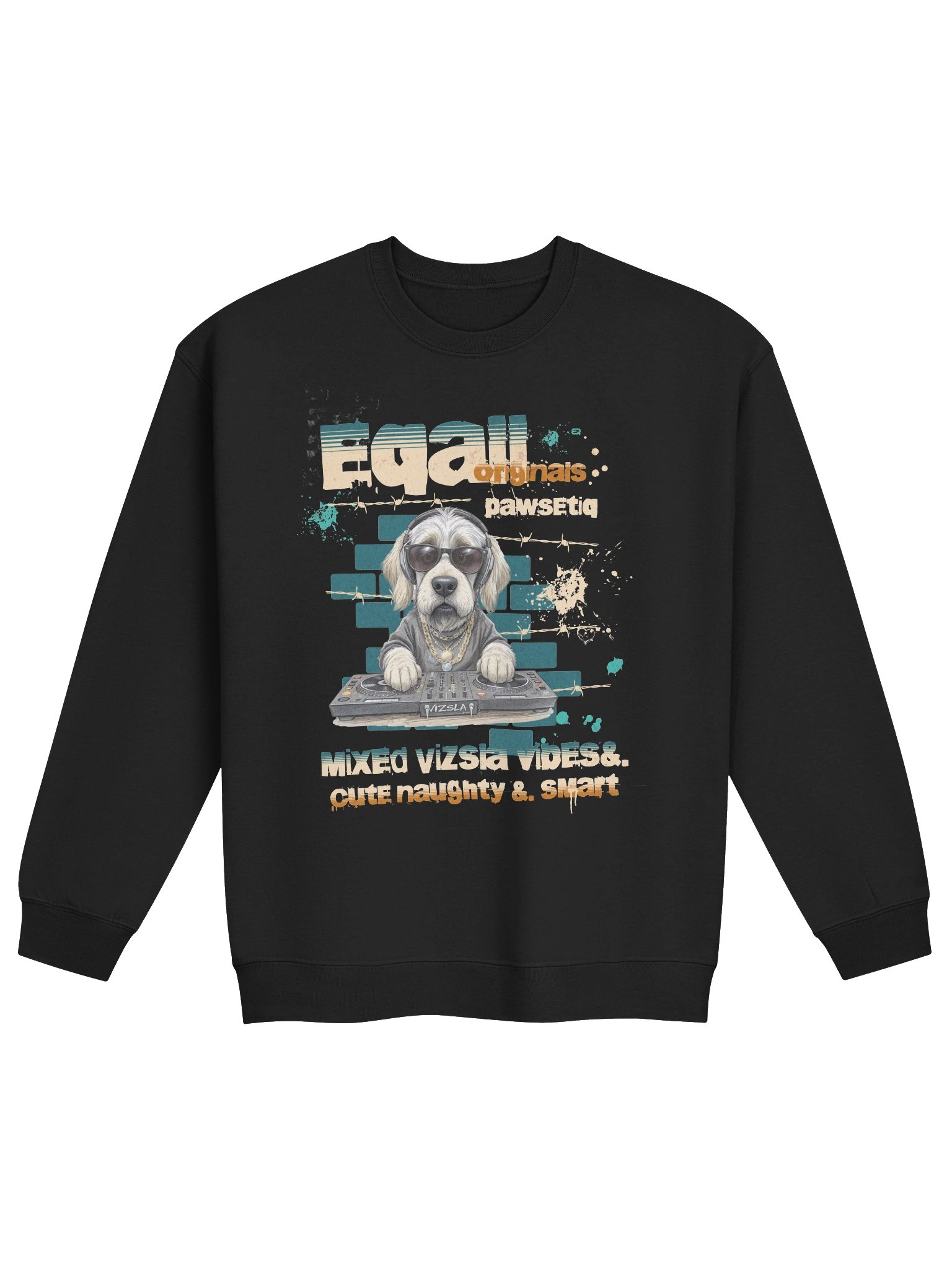 Urban DJ Dog VIZSLATIQ Vibes Mid-weight PAWSETIQ Crewneck by EQALL® Originals_Mustard_Beige product image (1)