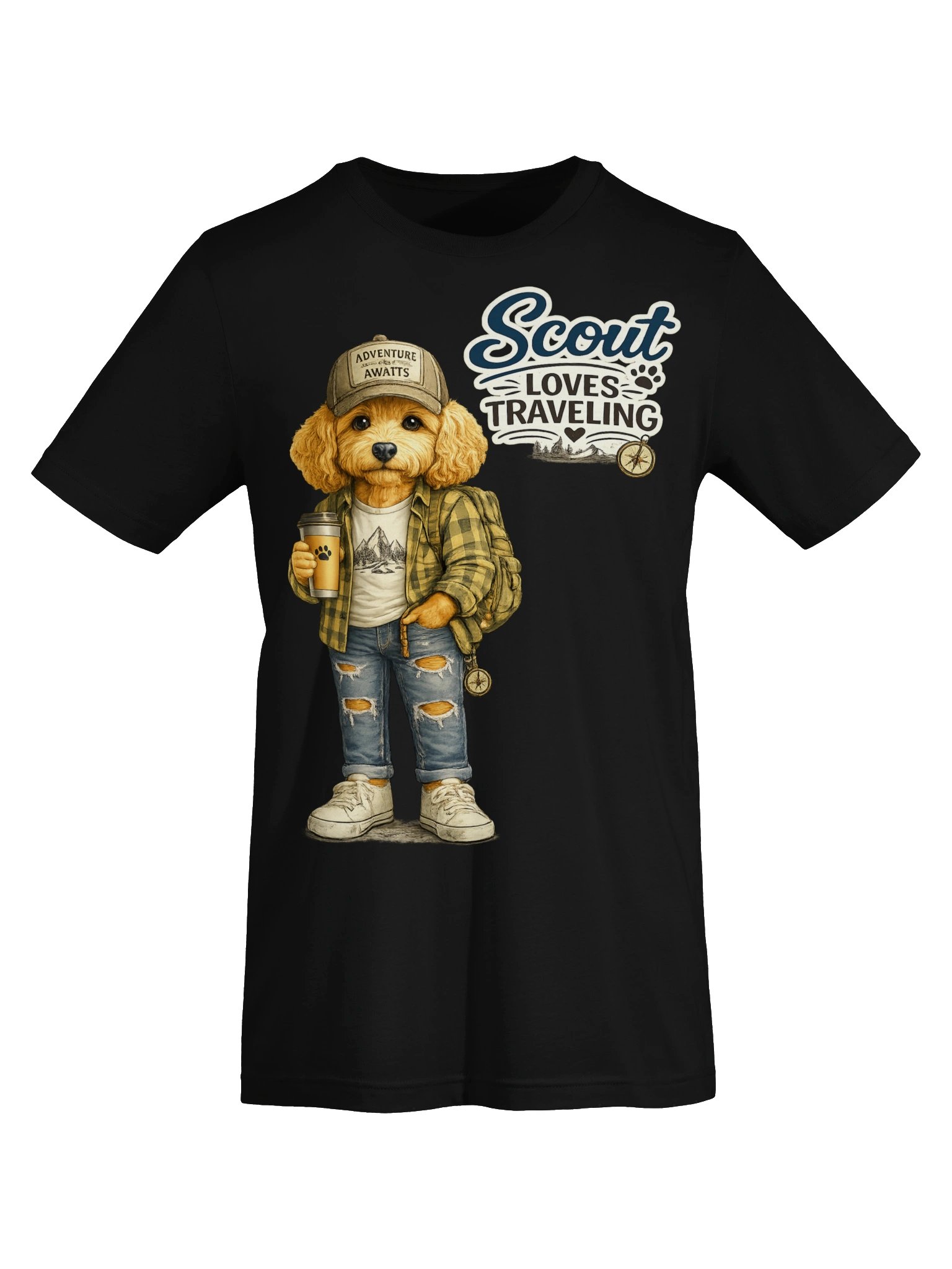 Scout Loves Traveling Adventure Dog Adult Tee product image (5)