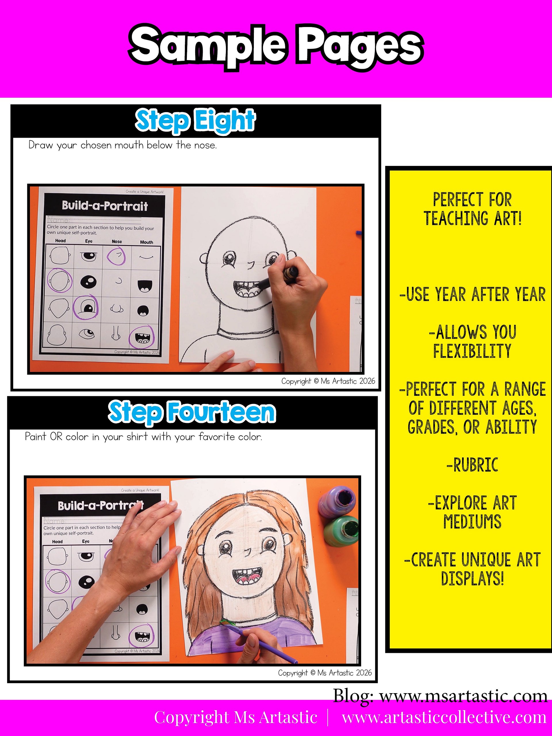 Kindergarten About Me Art Lesson Self Portrait Favorite Things Art Project BTS product image (7)
