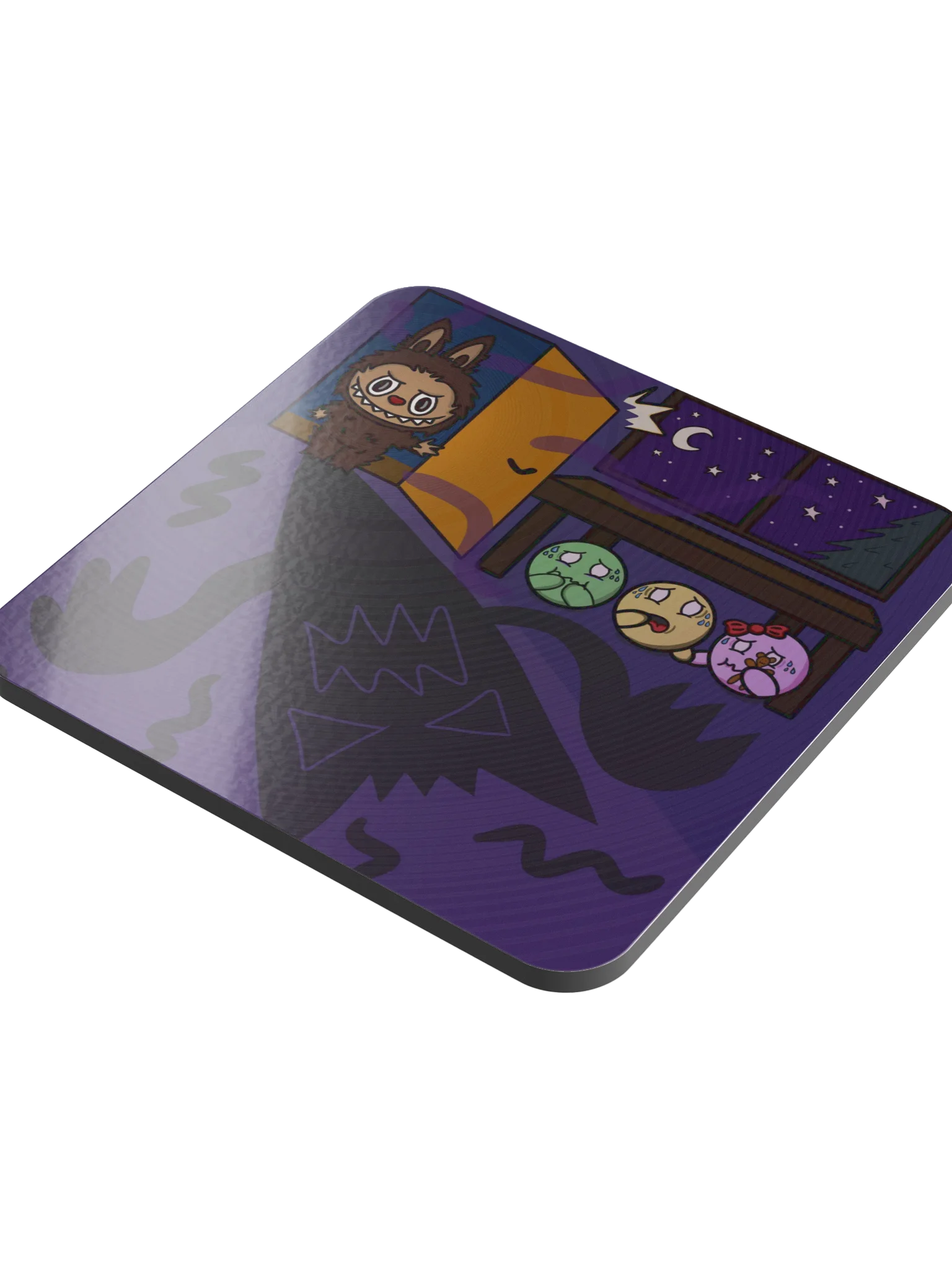 Dango Squad & Labubu - Glossed Cork Coaster product image (3)