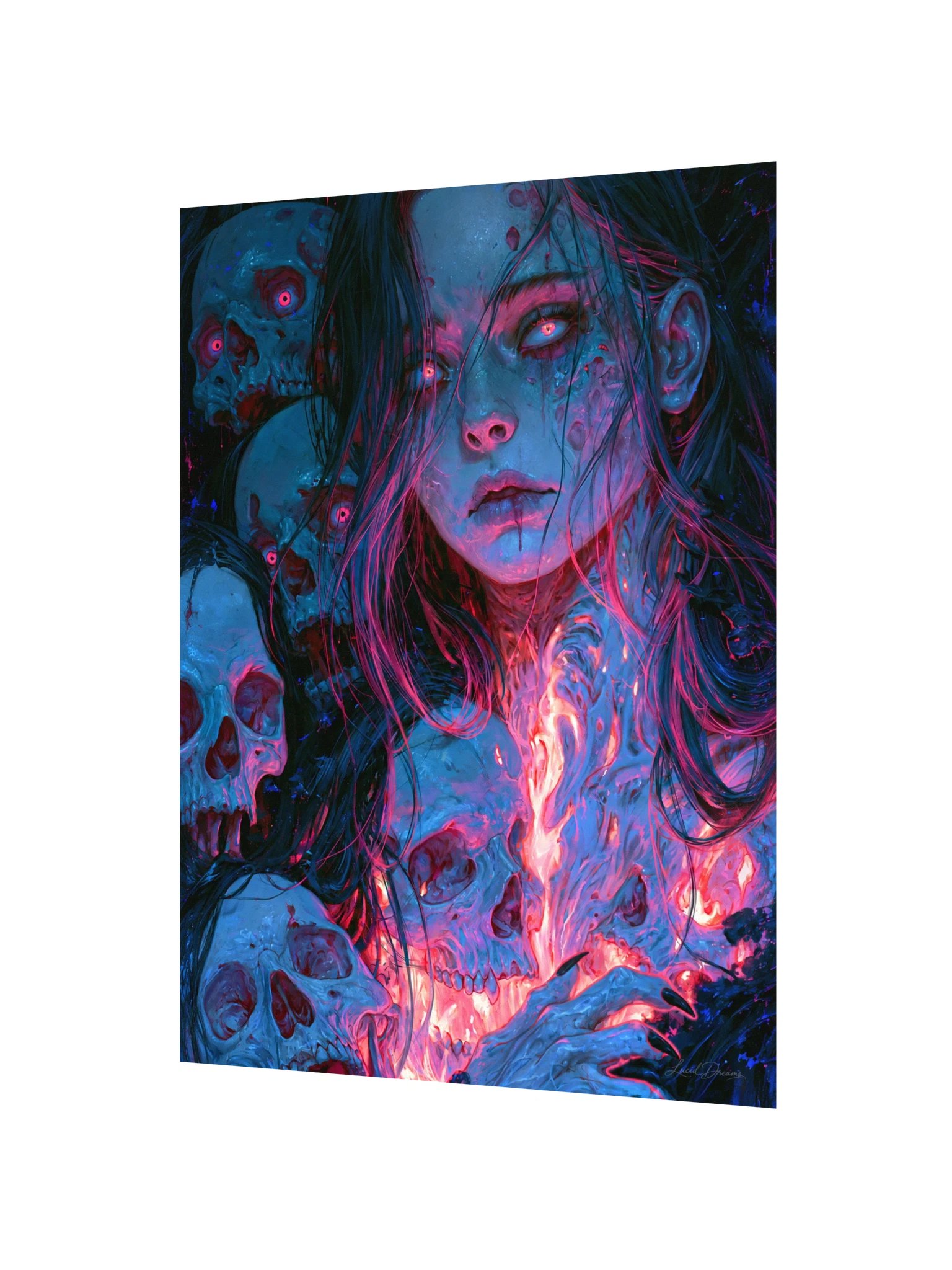 Gothic Woman & Skulls Art Print — Where the Dead Still Dream product image (2)