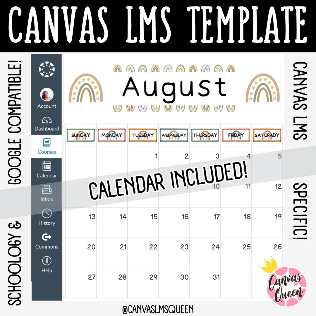 Canvas LMS Template - COURSE BUNDLE - Boho Rainbow - 100% Customizable product image (10)