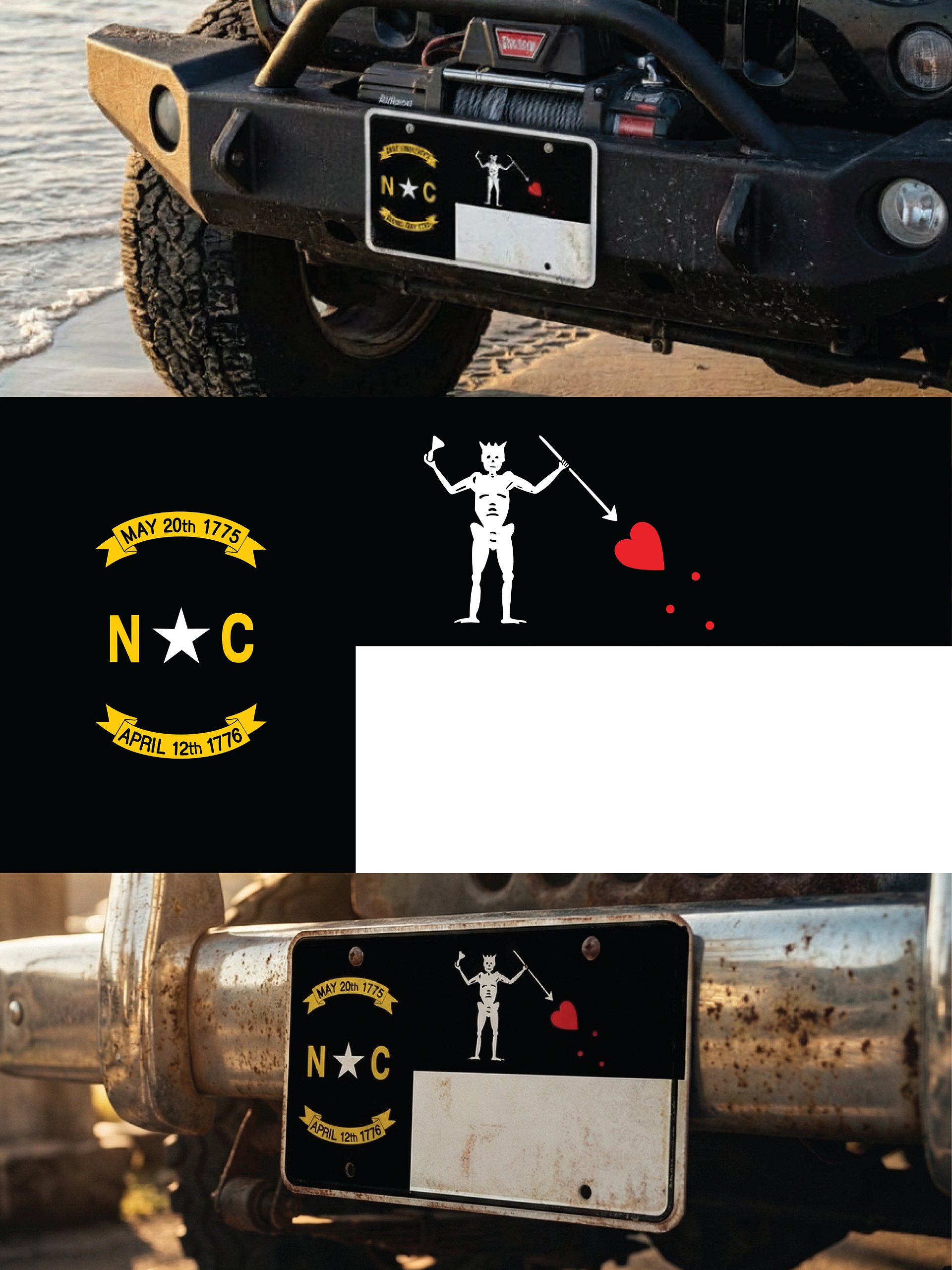 North Carolina Revenge Flag License Plate-Black Edition product image (1)