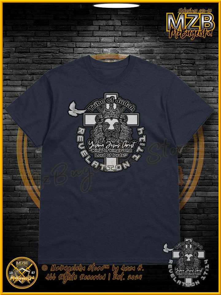 T-Shirt - MzBugeisha™ "Yeshua Jesus Christ King of kings " [V2/navy] Faith Based T-Shirt By Anna H. product image (1)