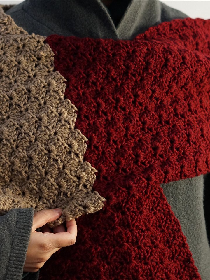 Shell stitch rectangular shawl crochet pattern product image (1)