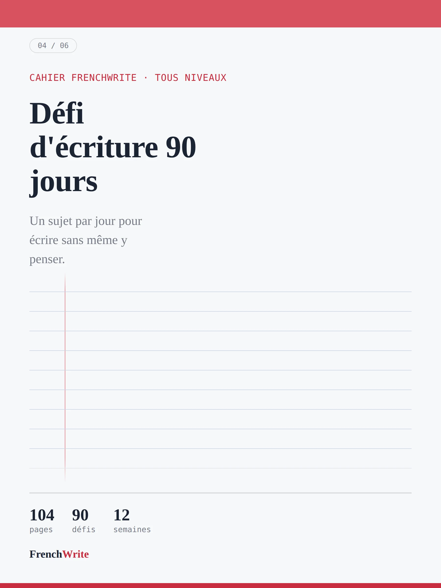 Défi d'écriture 90 jours — PDF (TOUS NIVEAUX) product image (1)