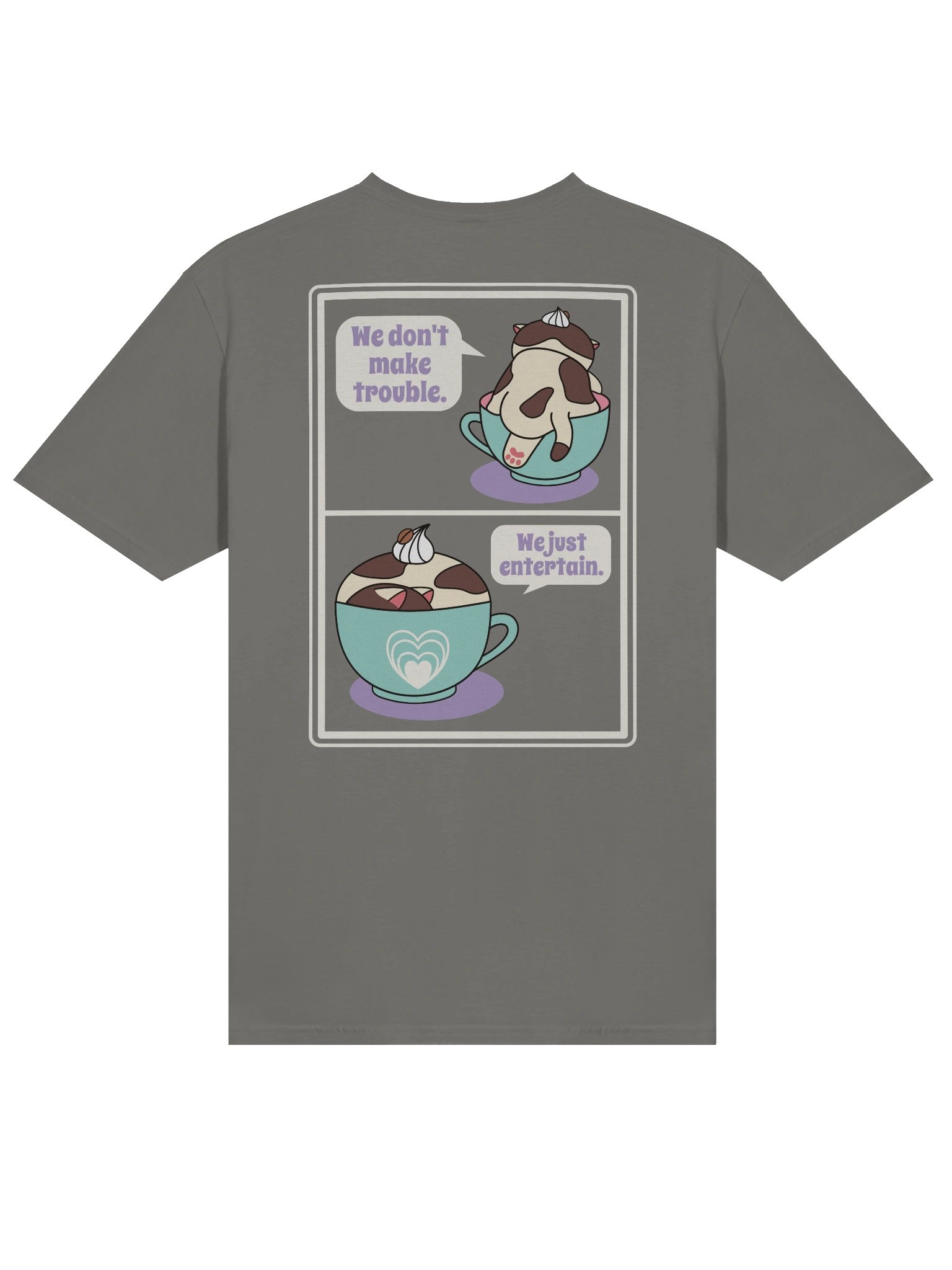 Sweet Trouble (Coffee Cat - Left Chest and Back Prints) - Unisex Adult Super Soft Lightweight T-shirt product image (1)